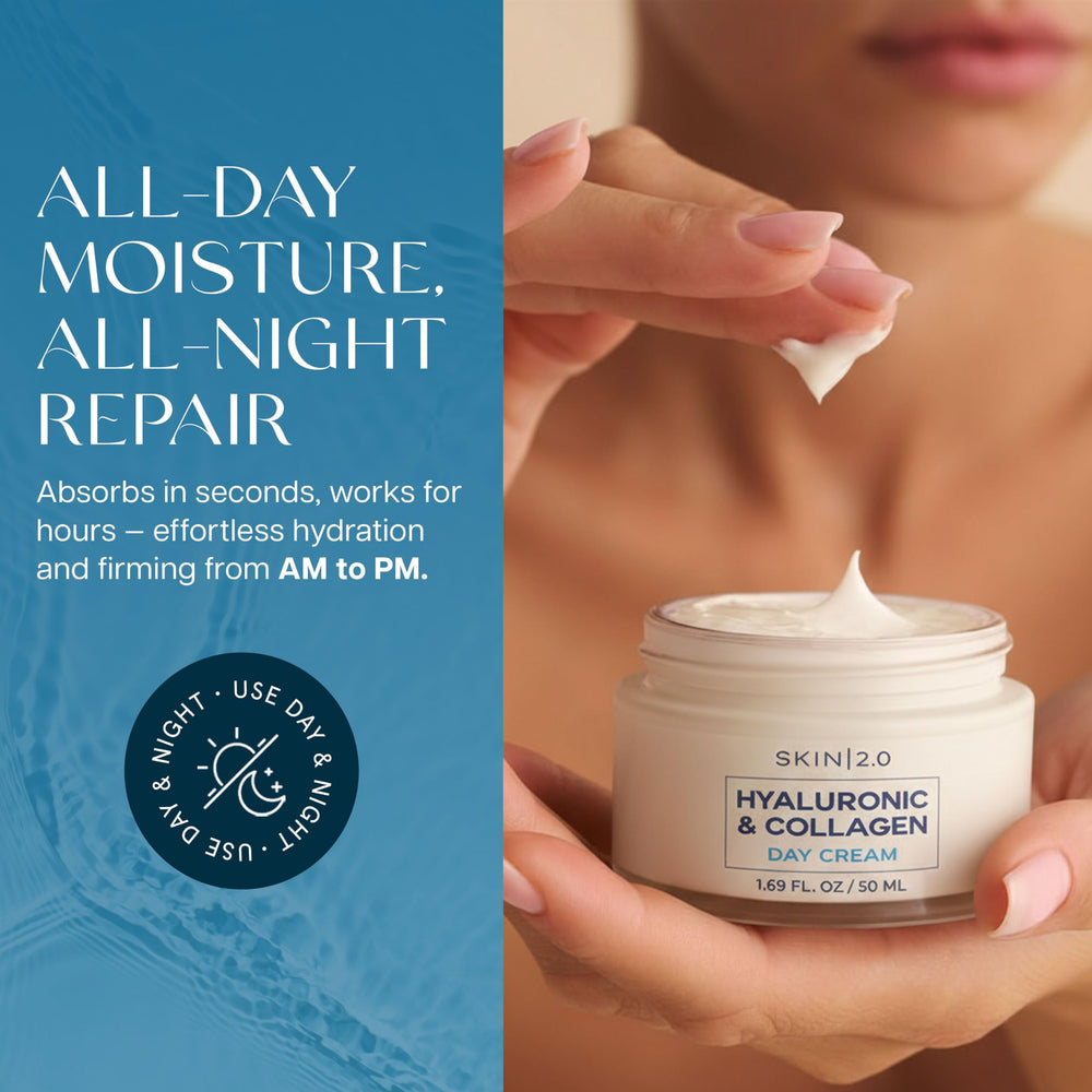 Skin 2.0 Hyaluronic acid action visibly plumps dry skin with hydration