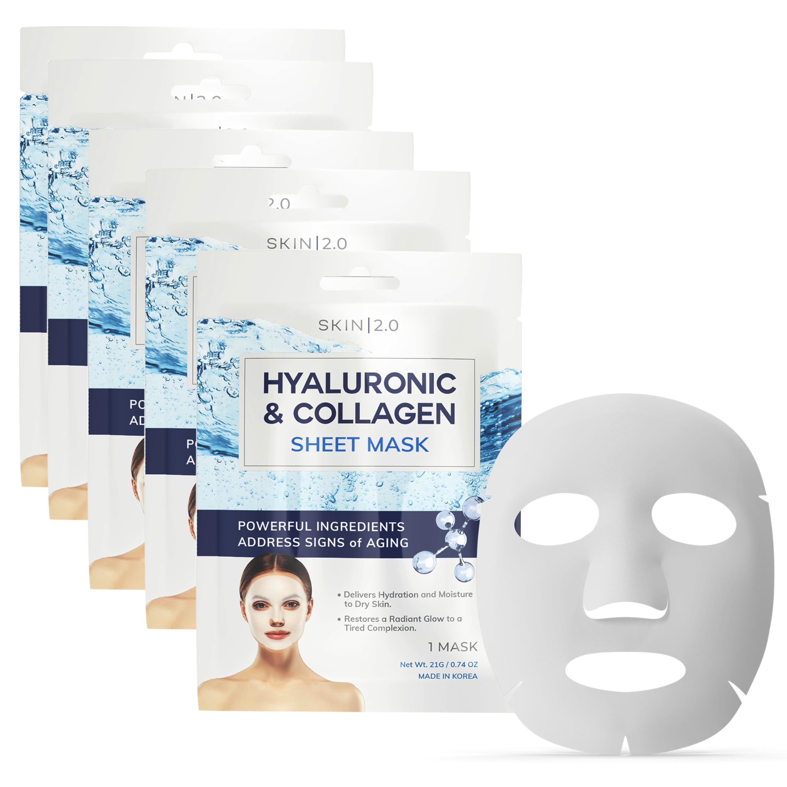 Skin 2.0 Hyaluronic Acid & Collagen mask application delivers deep hydration.