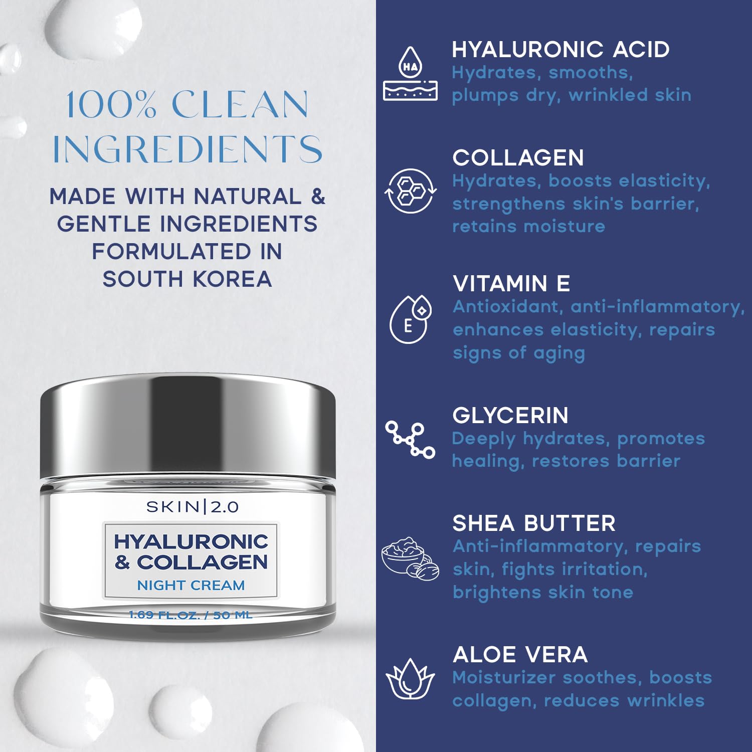 Skin 2.0 night cream texture spread for smooth, radiant skin