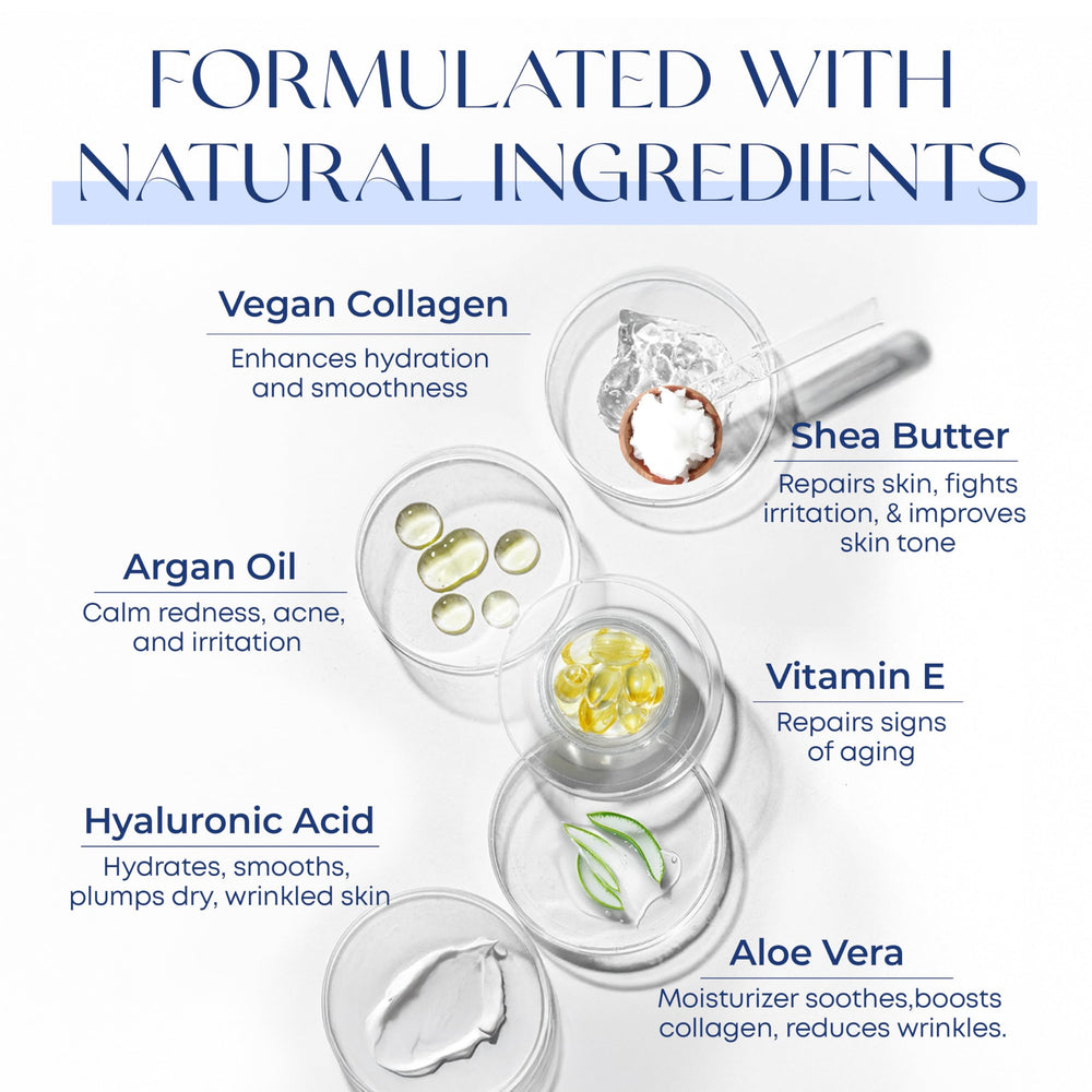 Skin 2.0 ingredient panel highlighting hyaluronic acid and collagen