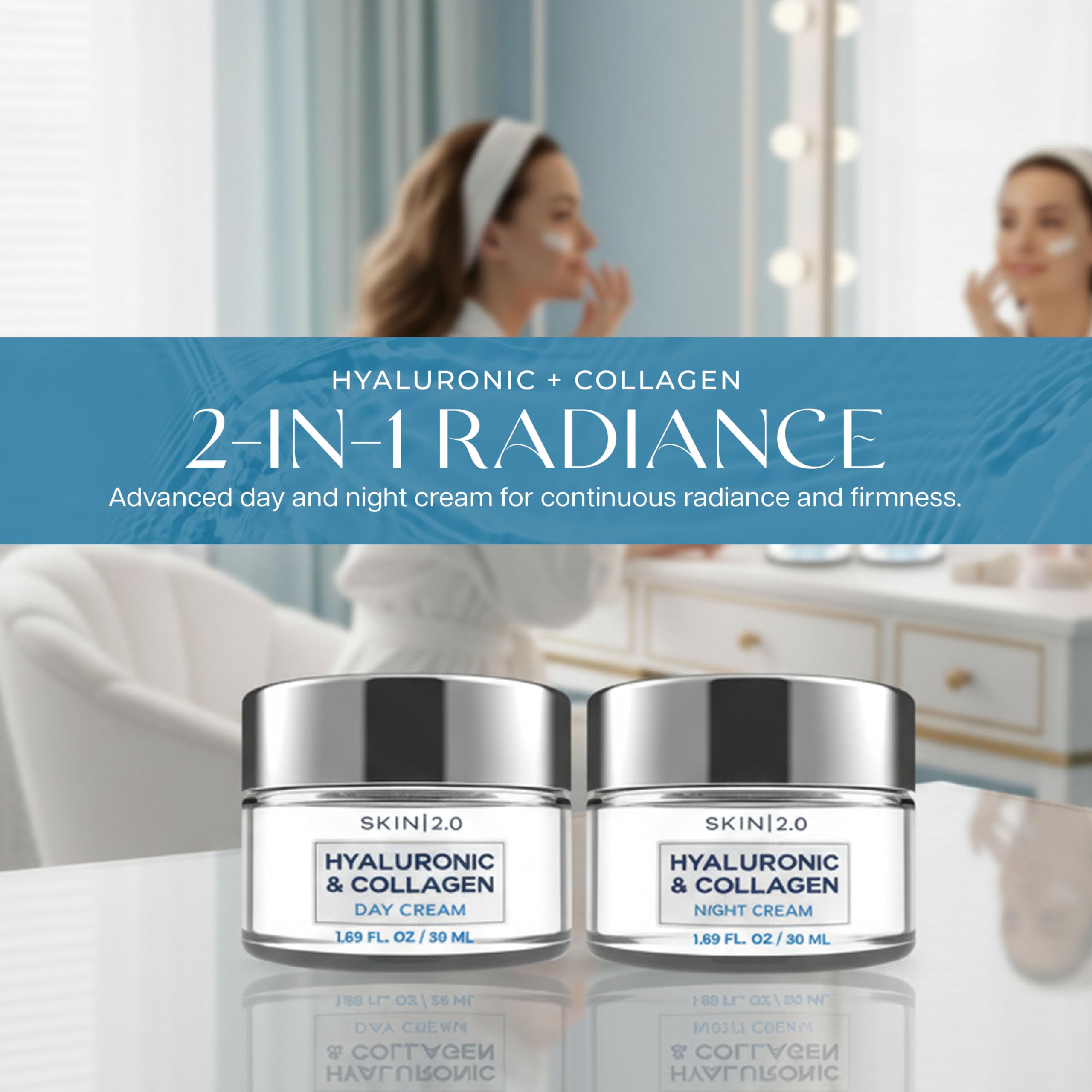 Skin 2.0 Night Cream jar with rich texture for overnight moisture