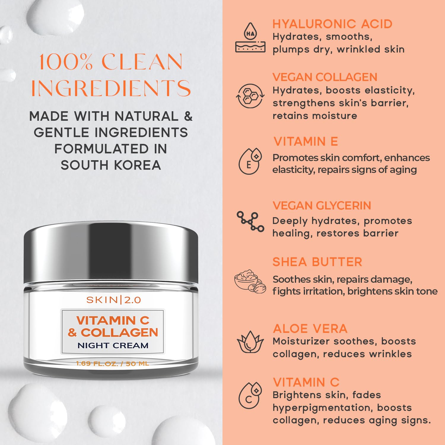 Skin 2.0 night cream on hand demonstrates easy nightly application.