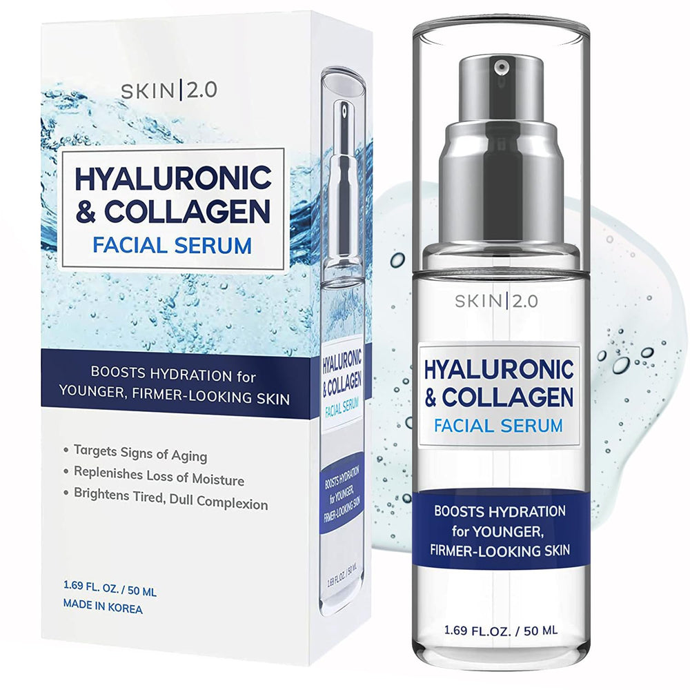 Skin 2.0 Hyaluronic Acid Serum bottle closeup for deep hydration