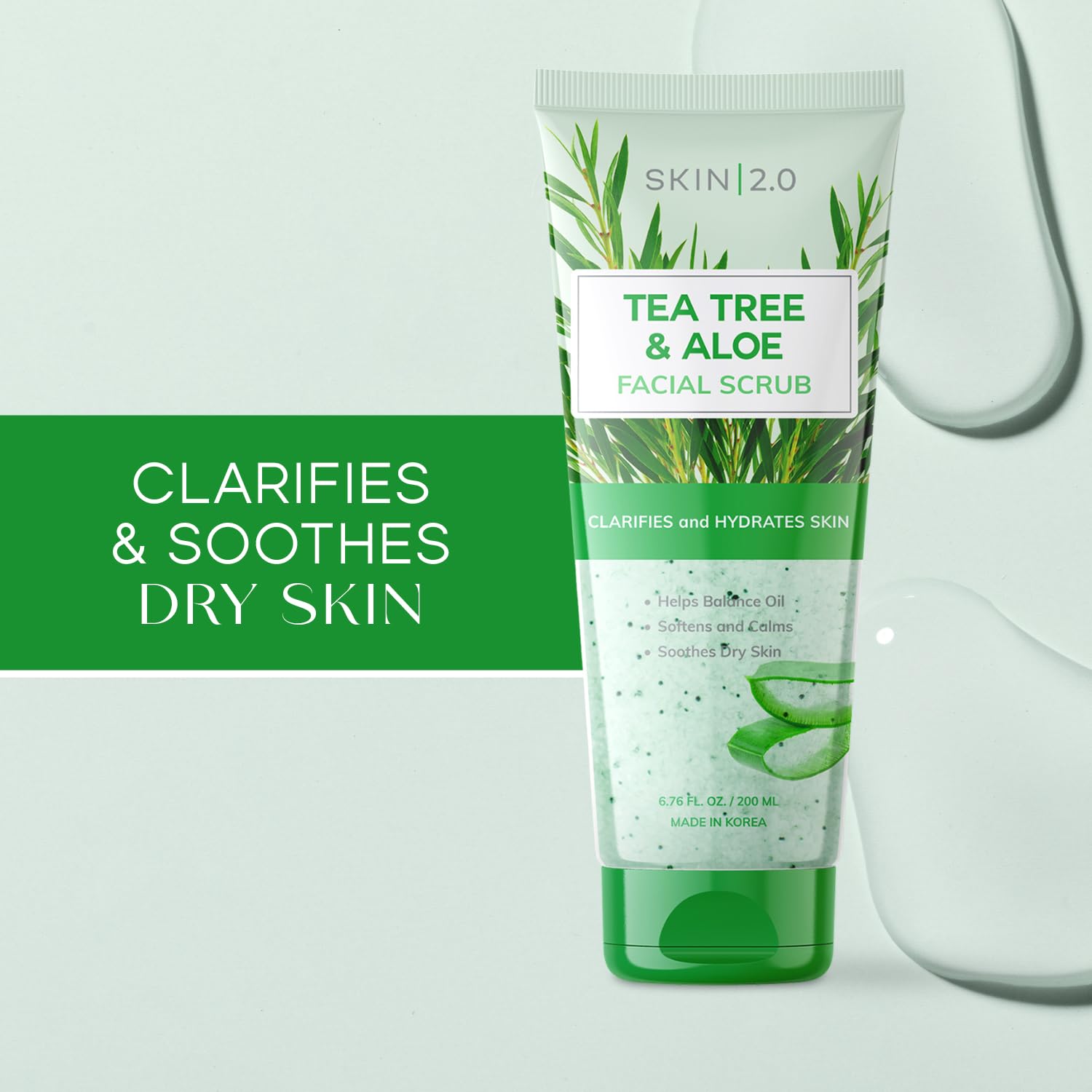 Close-up texture of Skin 2.0 scrub showing gentle exfoliating particles