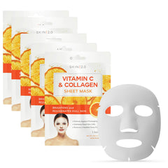 Skin 2.0 Vitamin C & Collagen Sheet Mask pack for brightening at-home routine