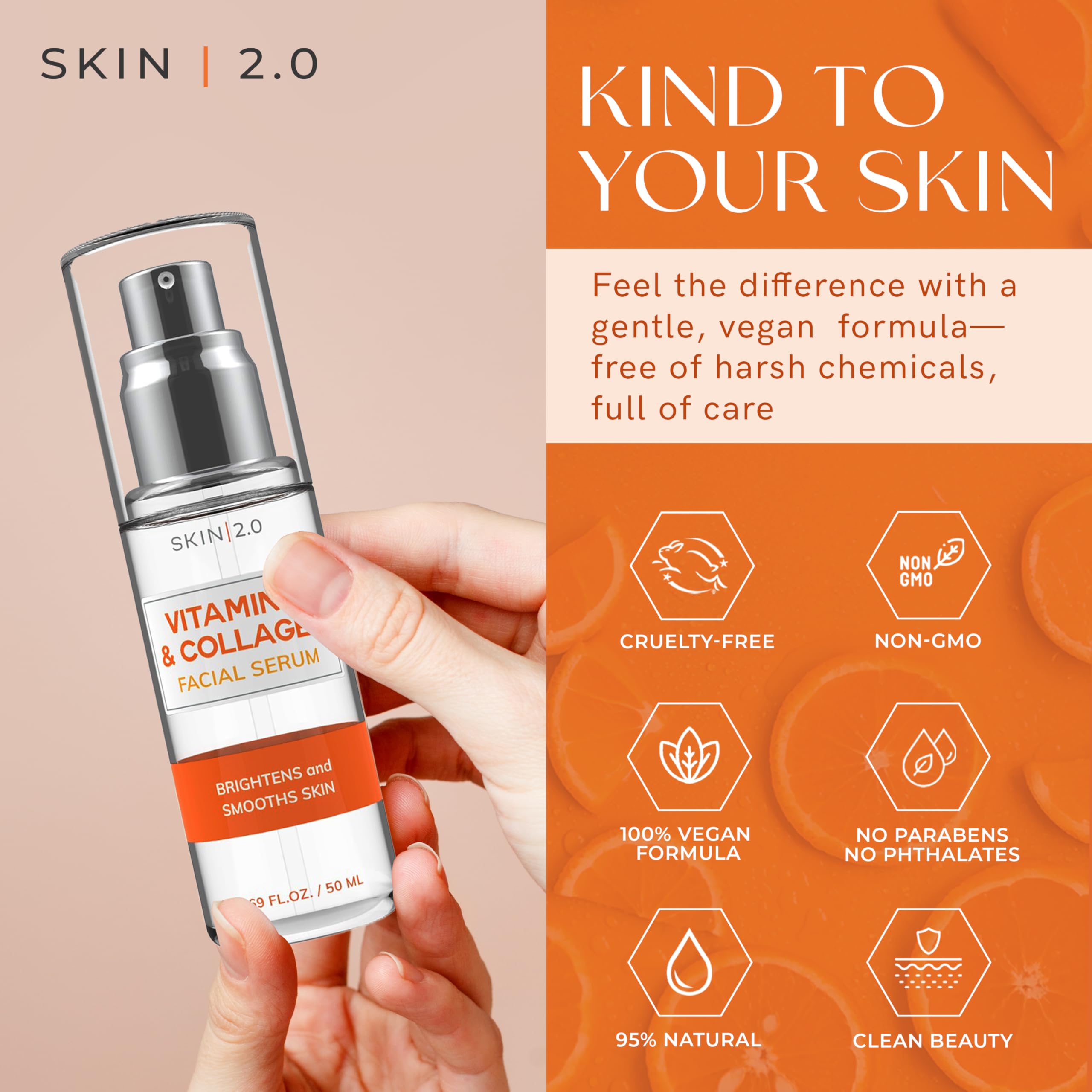 Application close-up of Skin 2.0 Serum demonstrating quick absorption and hydration.