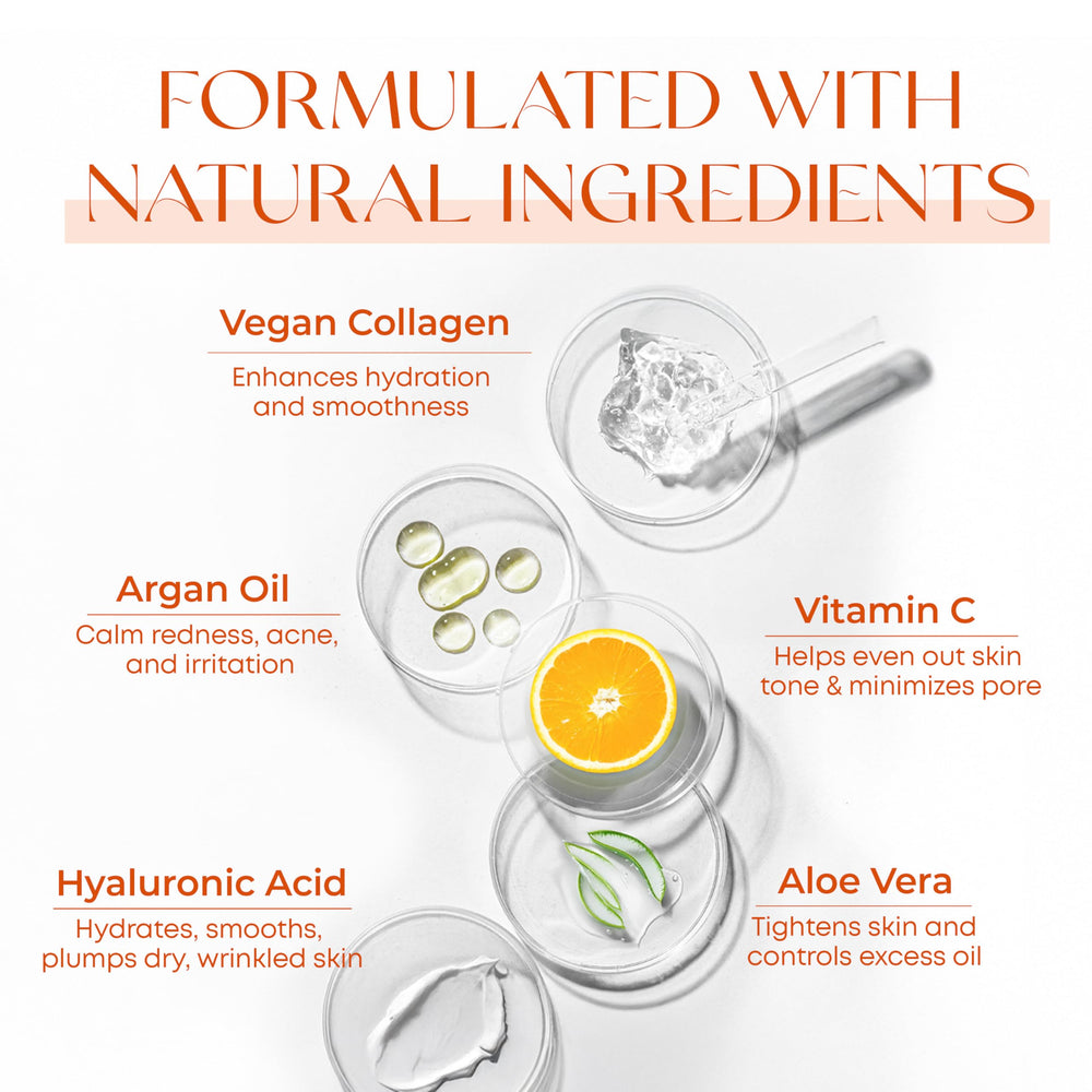 Skin 2.0 Vitamin C Serum glass-skin glow look with dewy radiance.