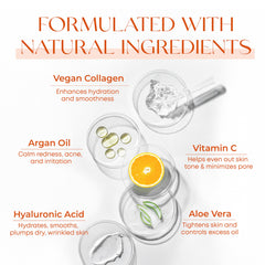 Skin 2.0 Vitamin C Serum glass-skin glow look with dewy radiance.