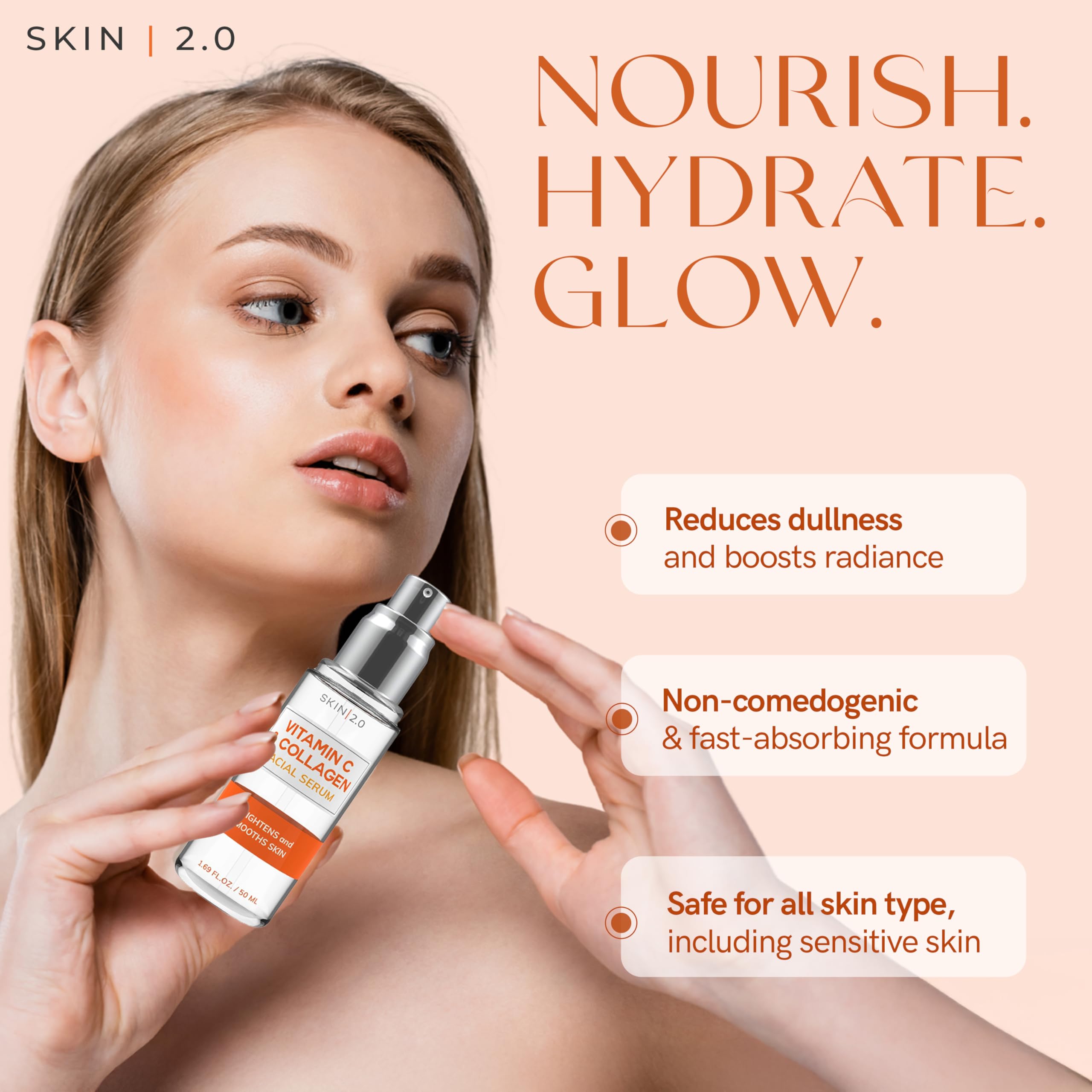 Recycled packaging of Skin 2.0 Vitamin C Serum supports sustainable beauty.