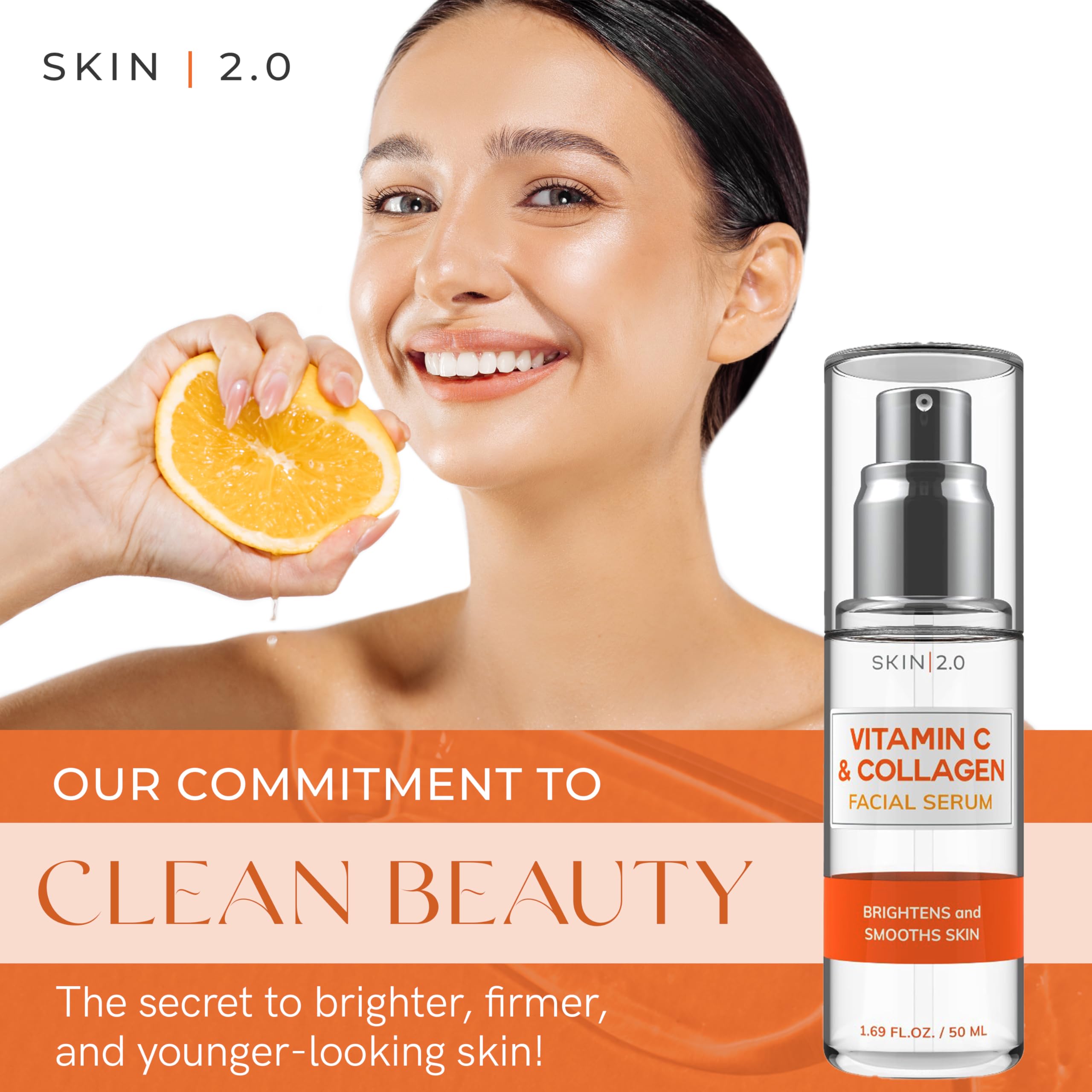 Close-up of the Skin 2.0 Vitamin C Serum pump for easy, mess-free application.