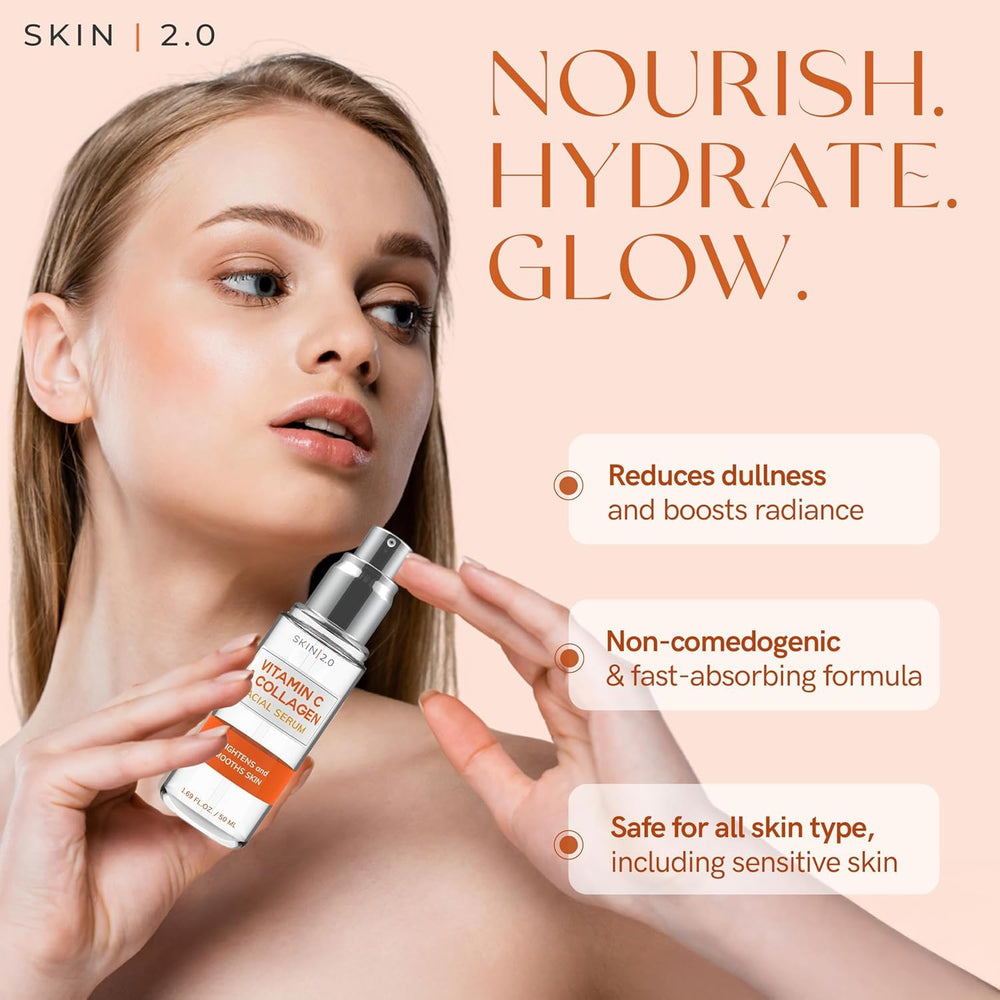 Skin 2.0 Vitamin C Serum texture demonstrates non-greasy absorption.