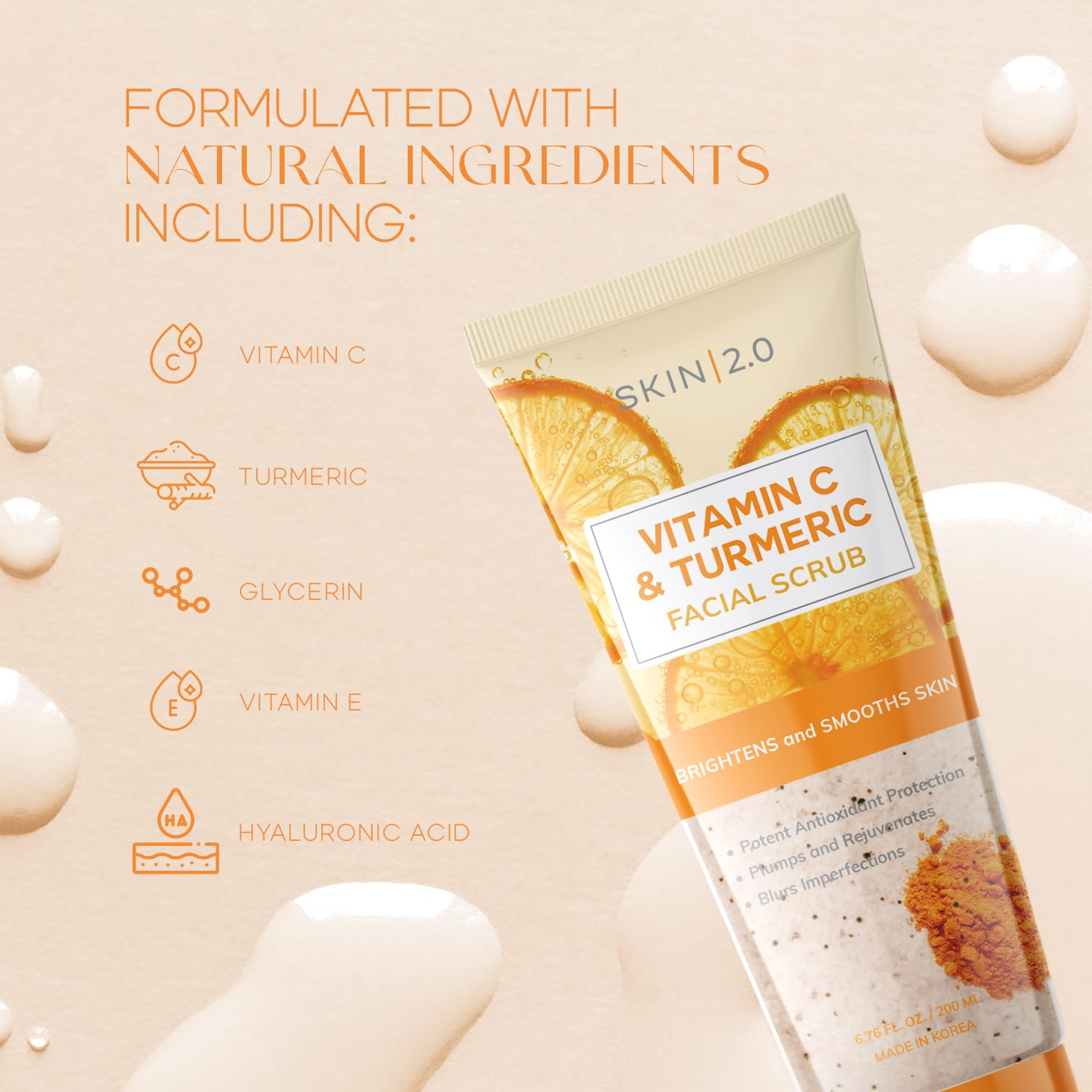 Skin 2.0 scrub on a radiant complexion after use.