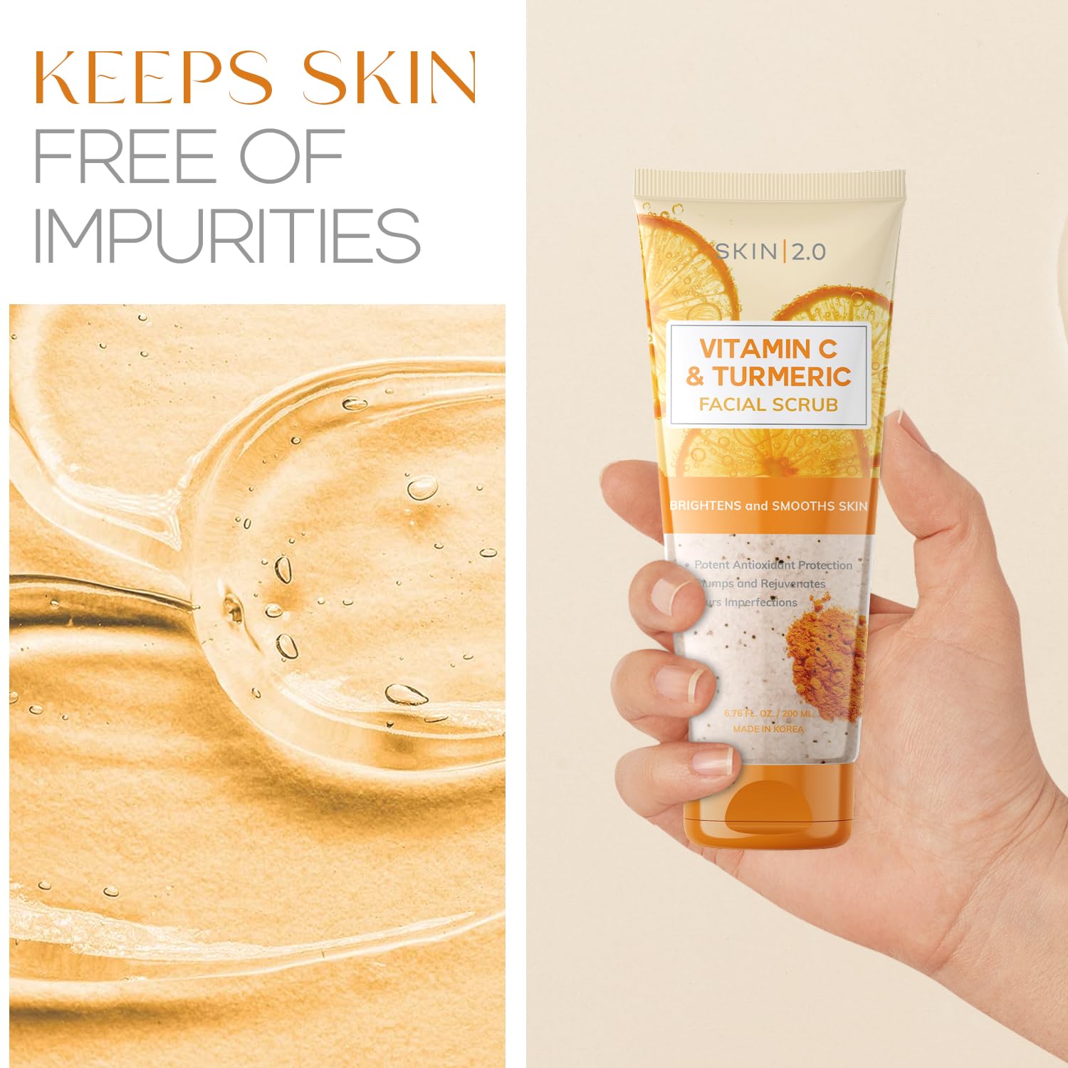 Skin 2.0 scrub used in circular massage for exfoliation.