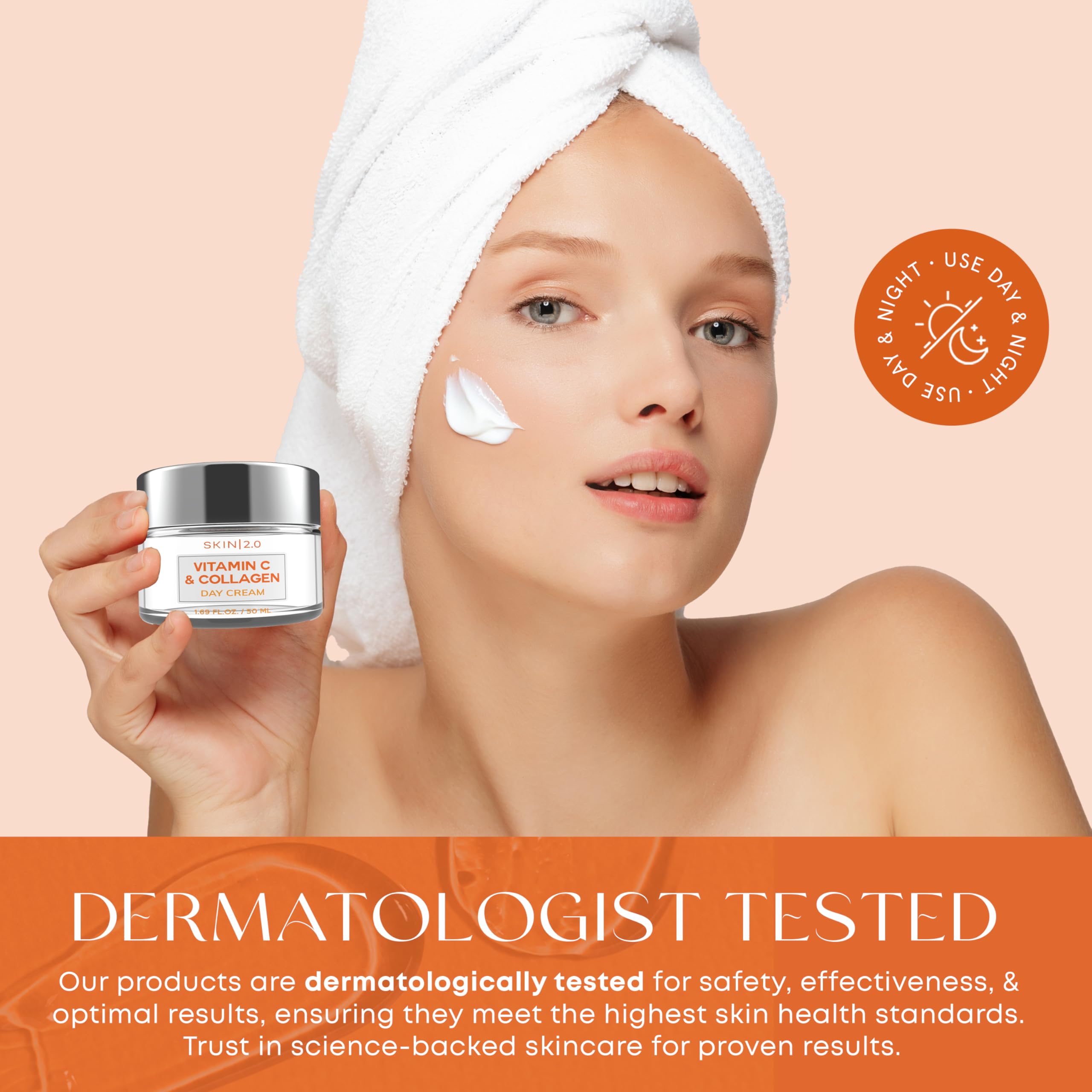 Skin 2.0 ingredients shot highlights Vitamin C and Collagen synergy.