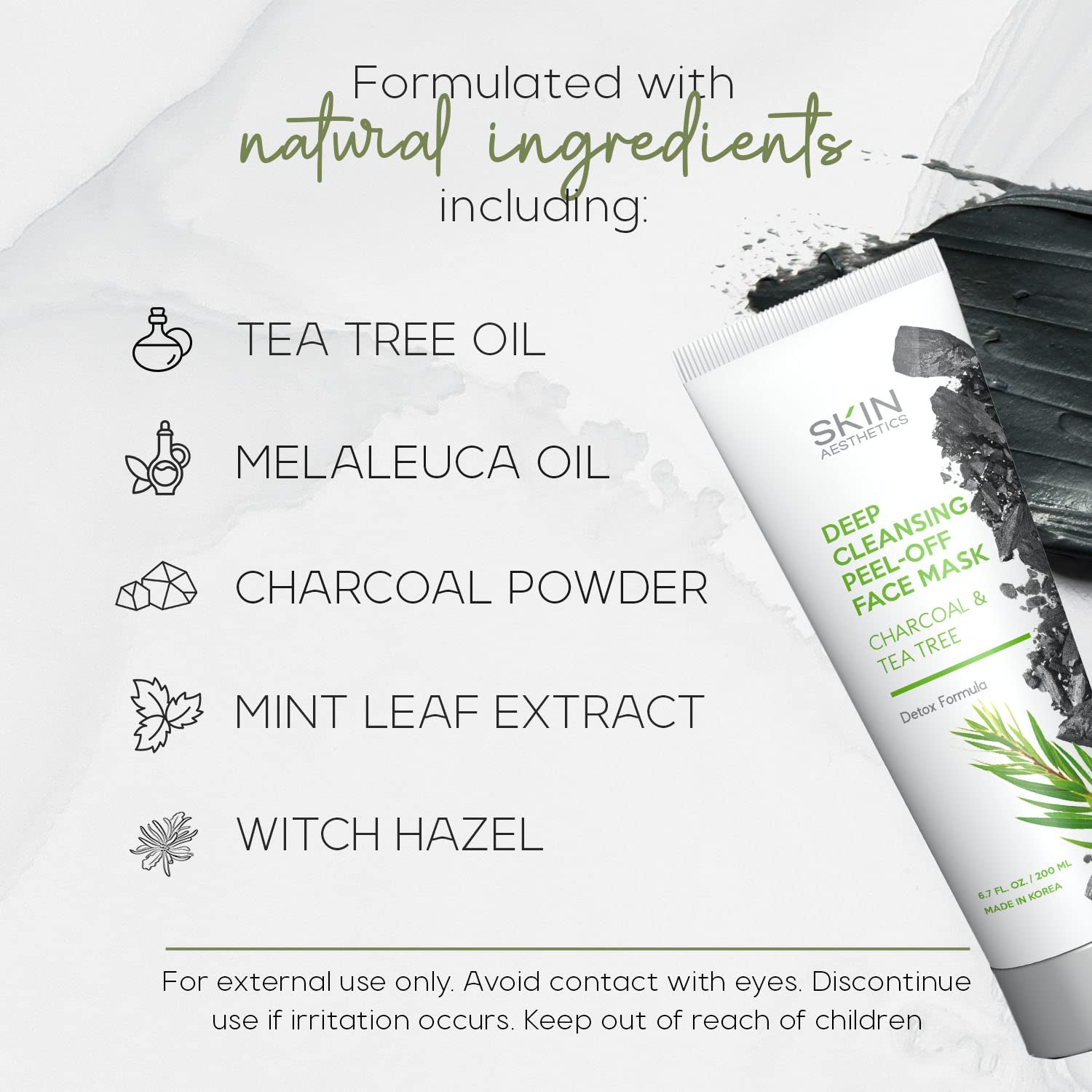 Rinse moment reveals refreshed complexion after using Skin Aesthetics Charcoal Tea Tree Peel-Off Mask.
