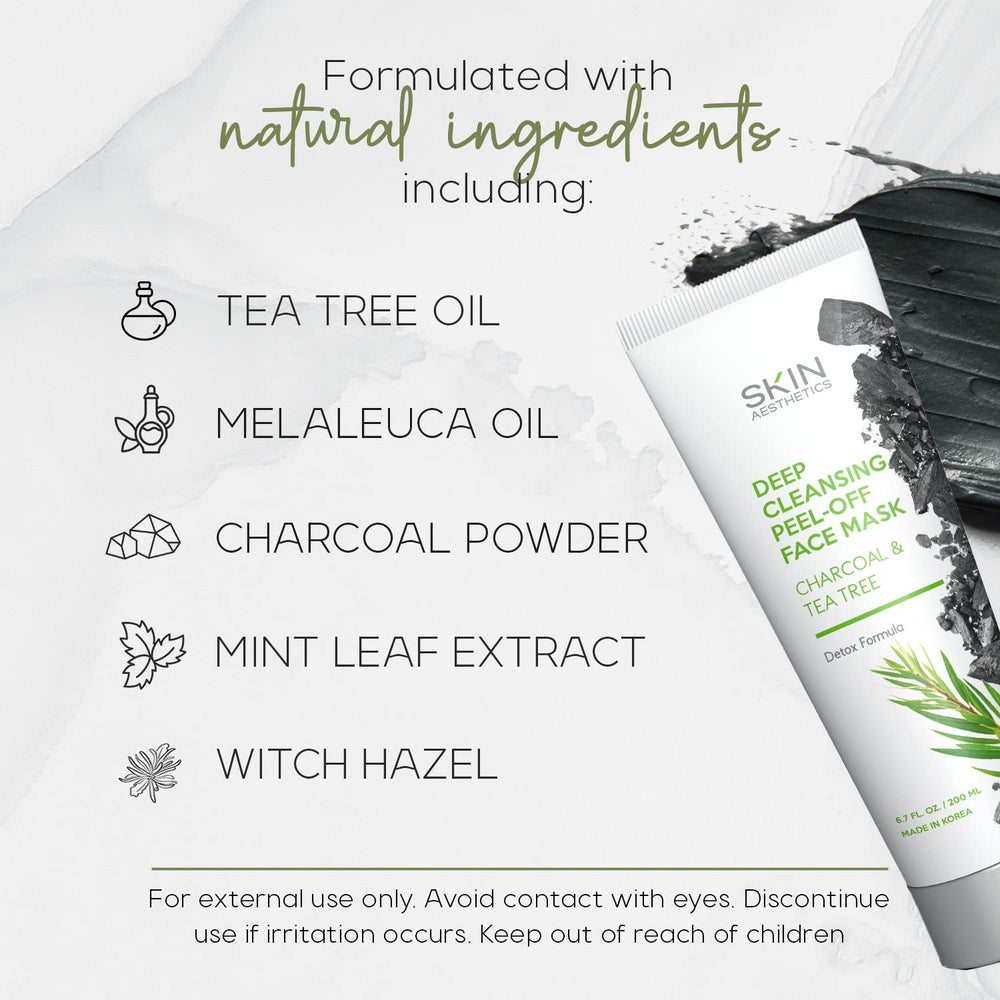Rinse moment reveals refreshed complexion after using Skin Aesthetics Charcoal Tea Tree Peel-Off Mask.