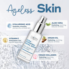 Applying Skin Aesthetics Hyaluronic Serum to the face for quick absorption