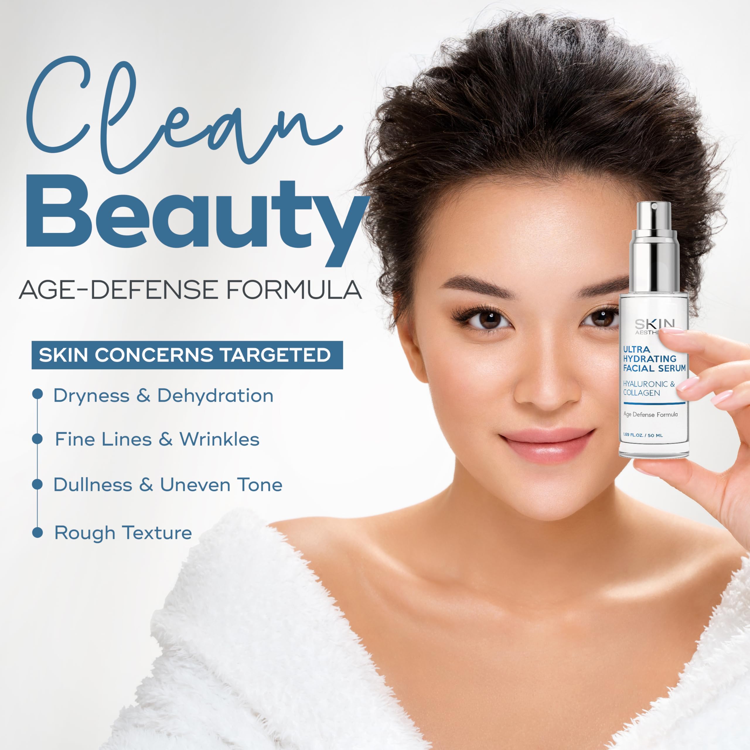 Packaging of Skin Aesthetics Hyaluronic Serum emphasizing clean beauty