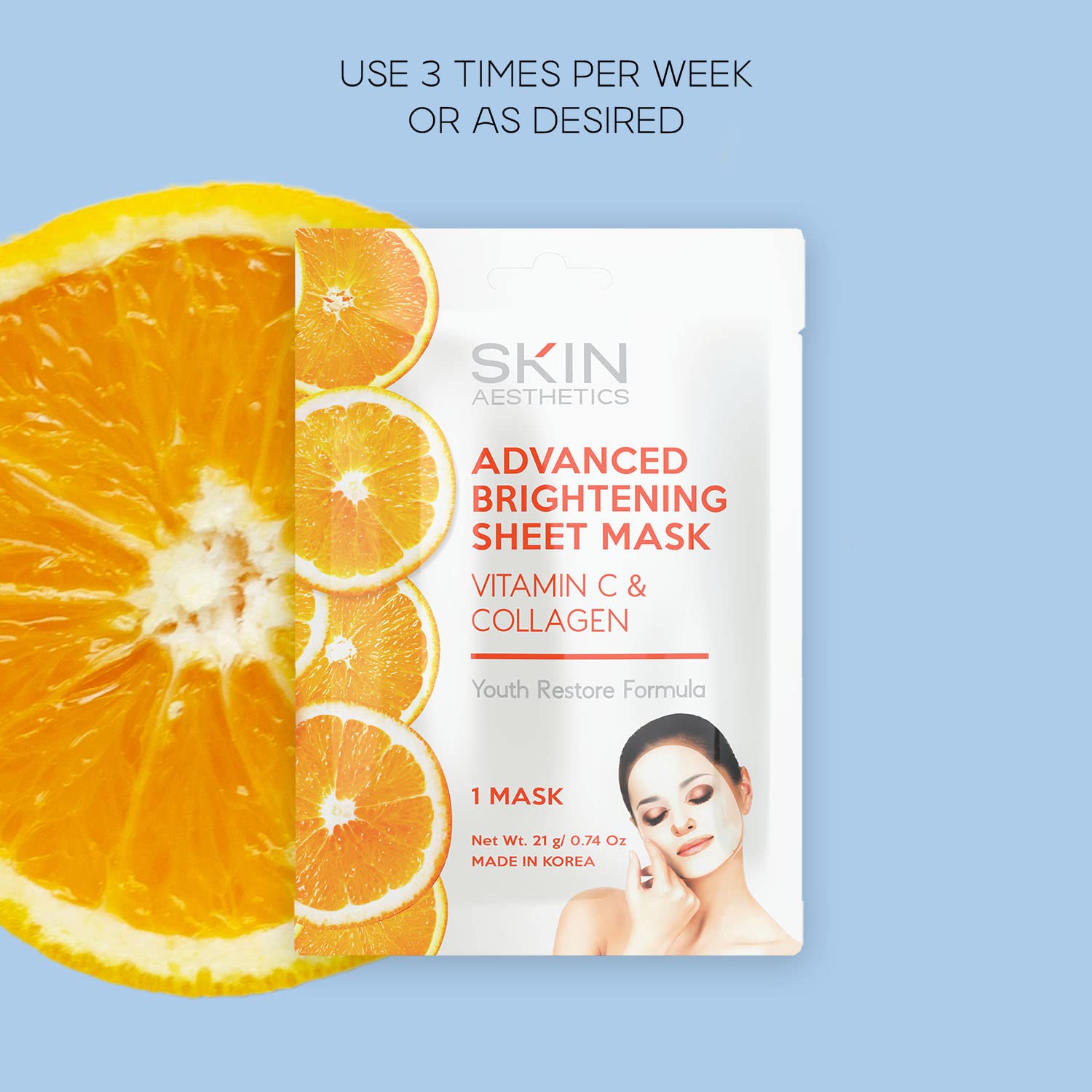 Close-up of Skin Aesthetics sheet mask on skin.