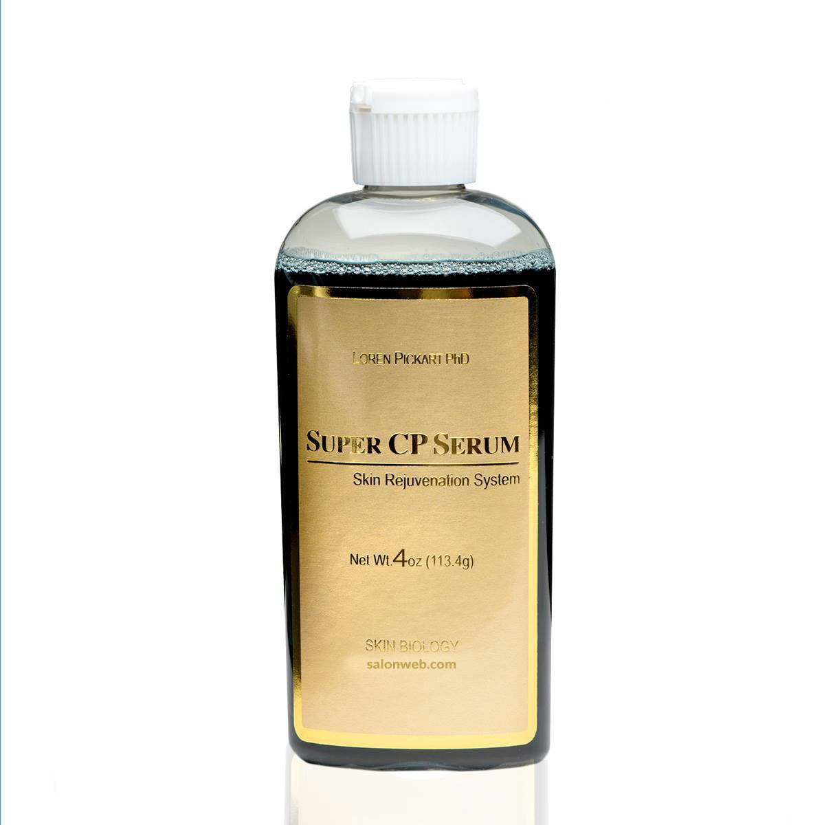 Skin Biology Super CP Serum bottle close-up highlighting copper peptide formula for smoother skin