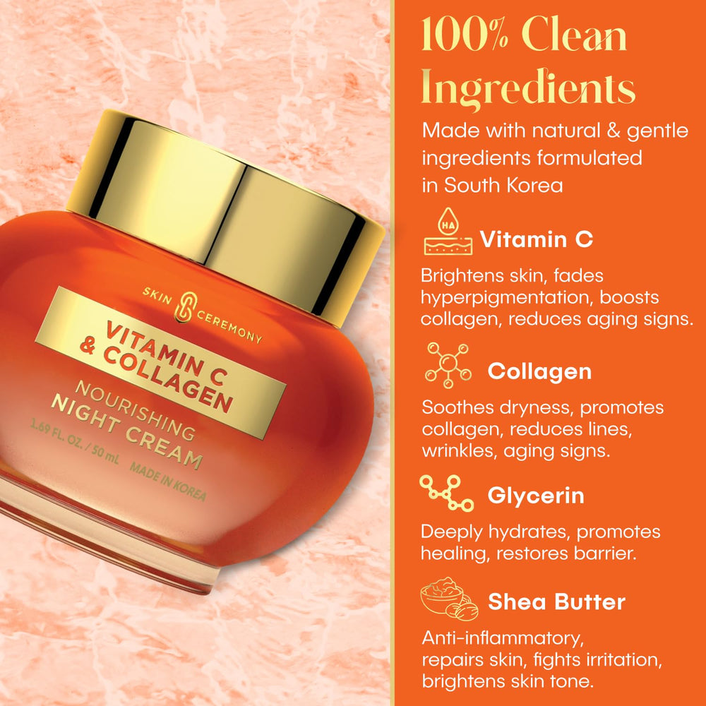 Skin Ceremony creamy texture emphasizes overnight hydration and elasticity.