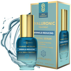 Skin Ceremony serum bottle on vanity showcases premium packaging for daily hydration.