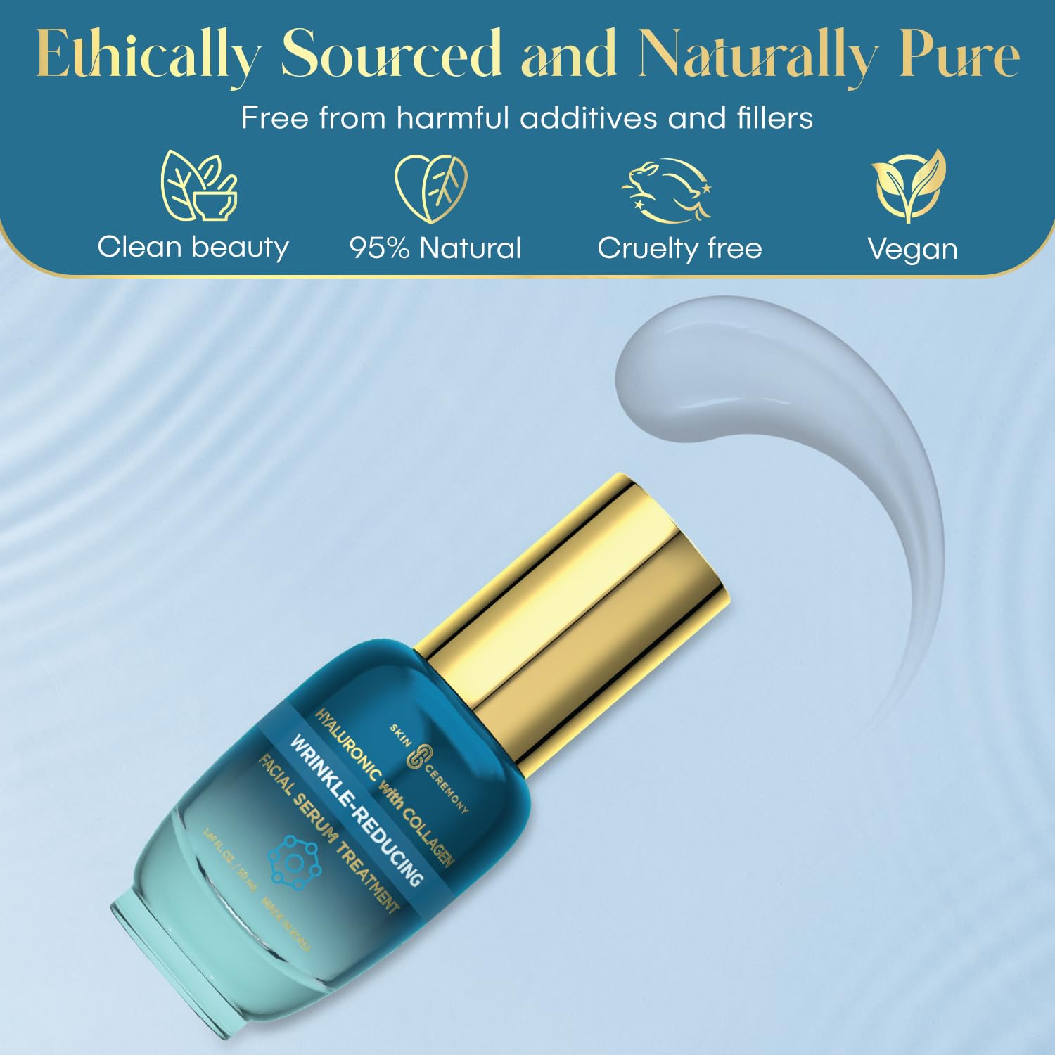 Skin Ceremony serum texture close-up ready for application.