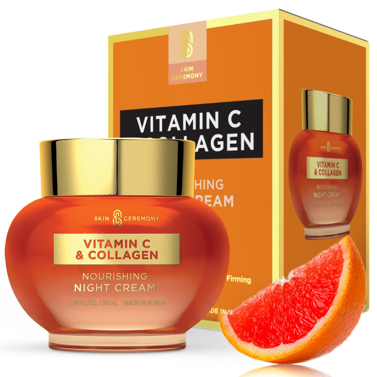 Skin Ceremony vitamin C collagen moisturizer jar brightens and hydrates skin.