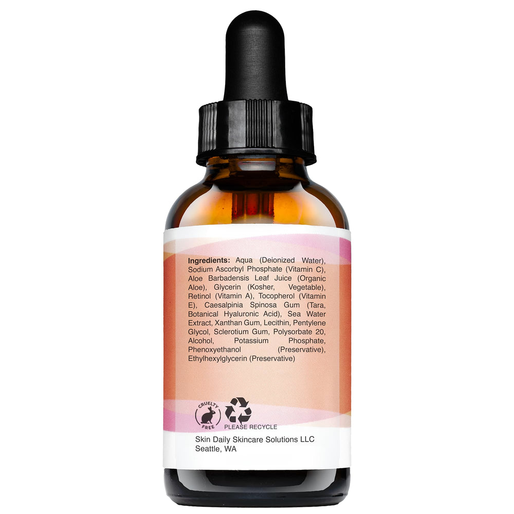Étiquette claire du packaging Skin Daily – format pratique 30 ml.