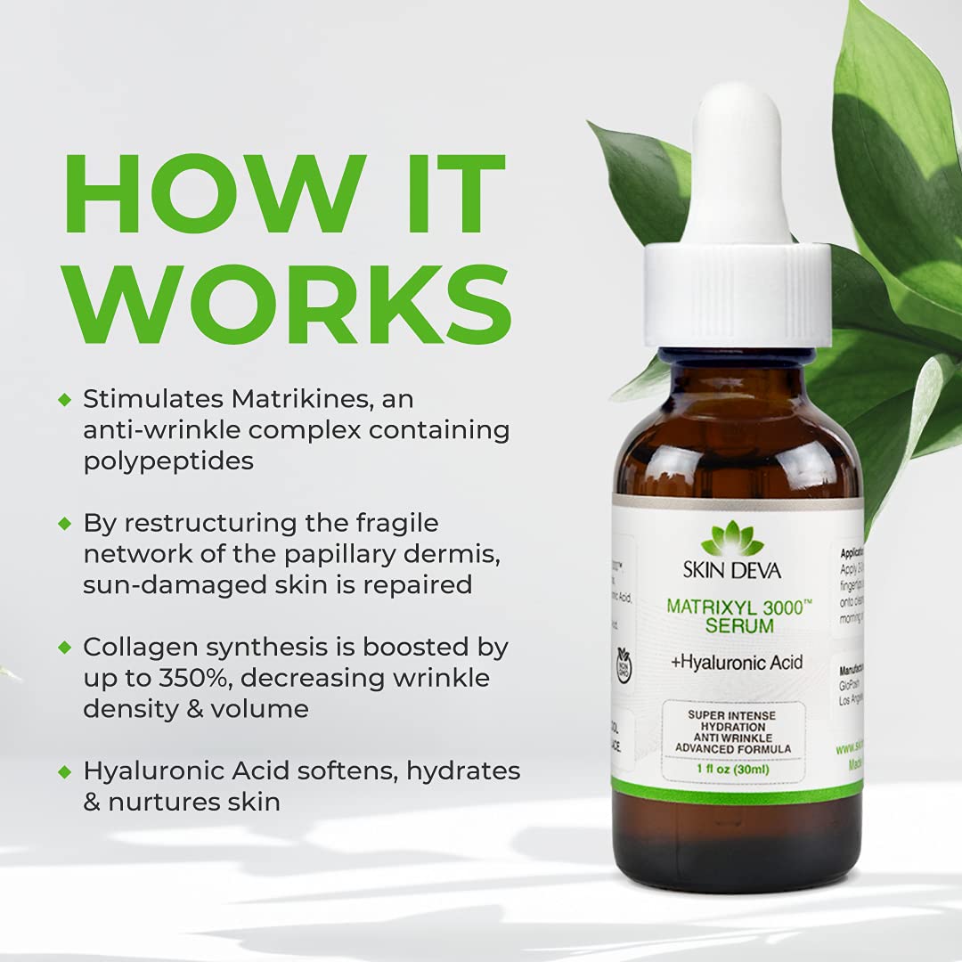 SKIN DEVA serum droplet on skin showing moisturization and plumpness