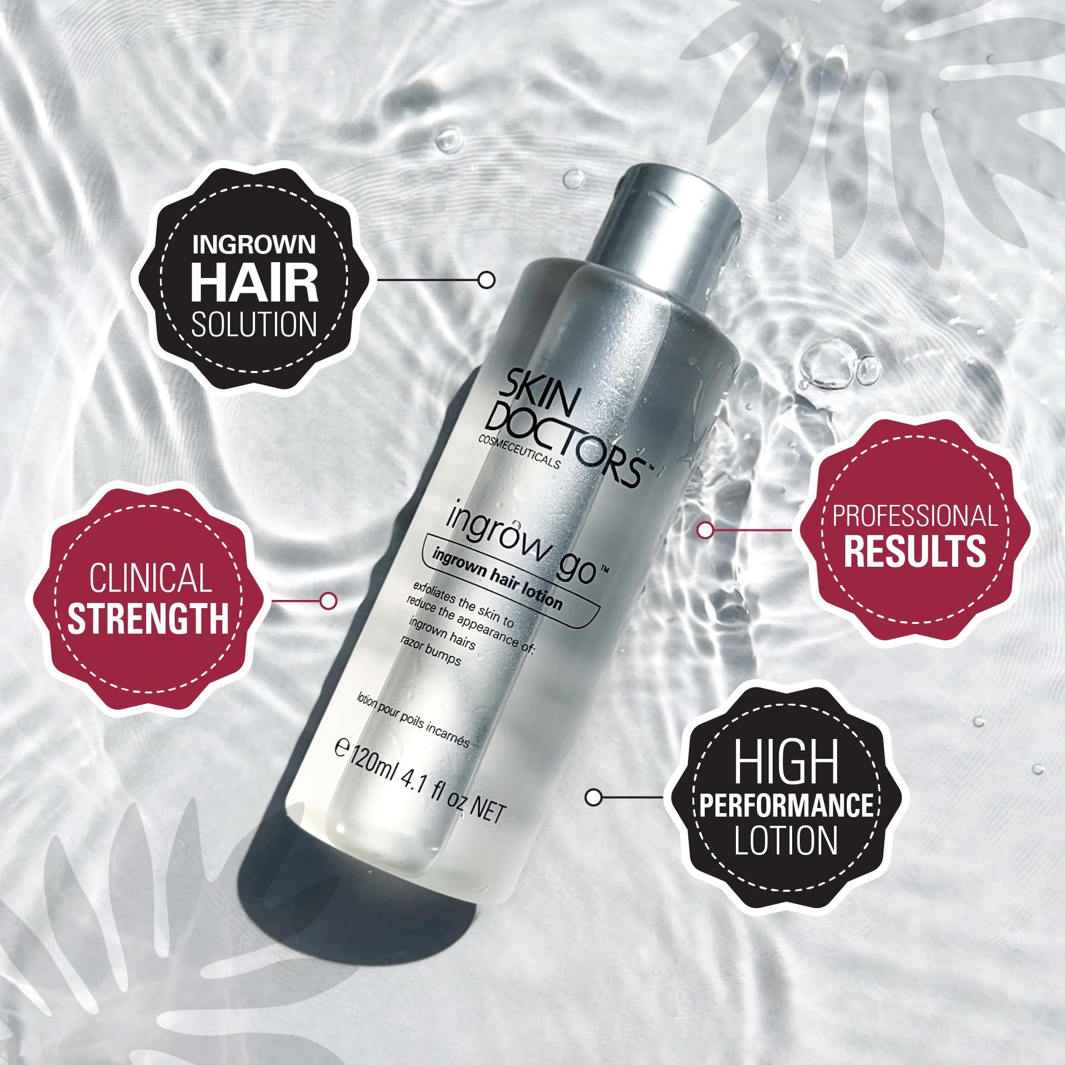 Skin Doctors Ingrow Go Lotion exfoliation process on skin surface