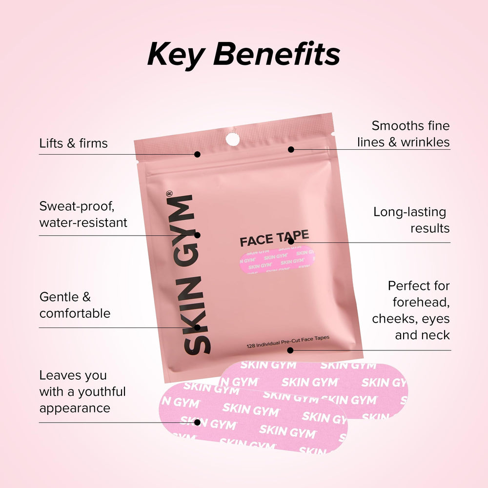 Skin Gym Face Tape mouth-area strip helps contour and soften smile lines overnight.