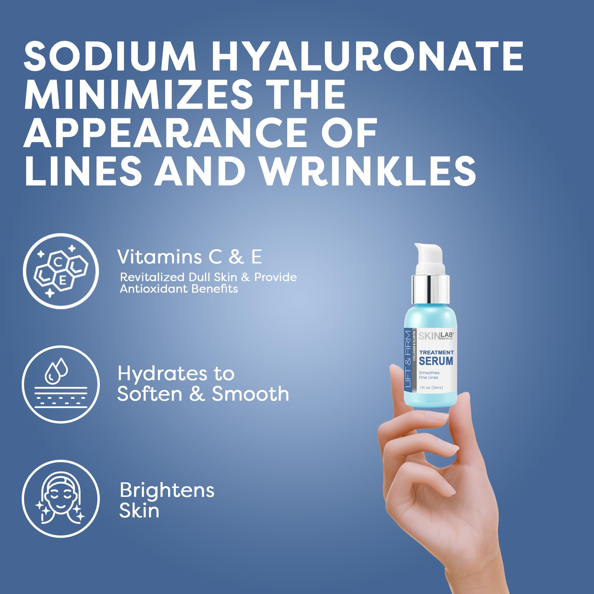 Product label for SKIN LAB Lift & Firm Serum emphasizing antioxidant blend