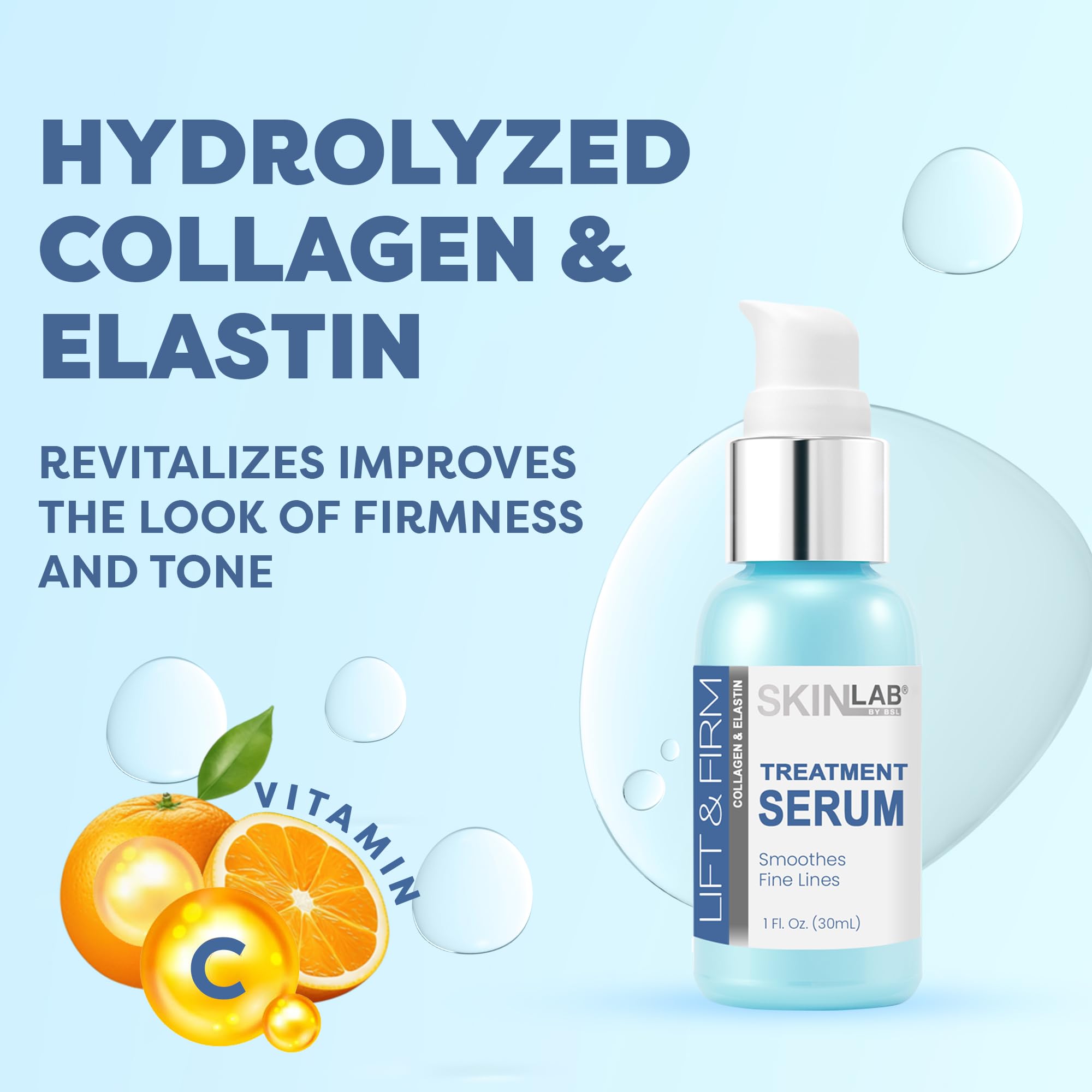 Texture closeup of SKIN LAB Lift & Firm Serum showing lightweight feel