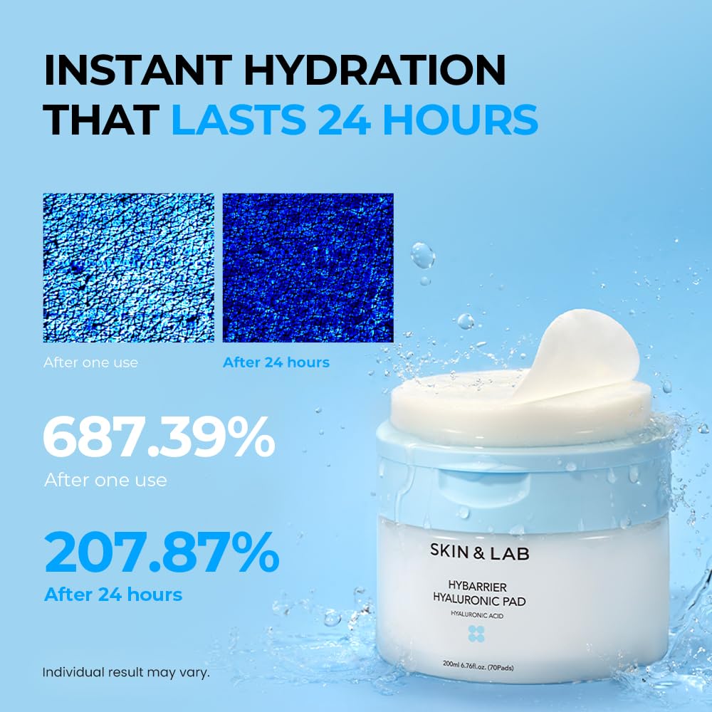 SKIN & LAB Hybarrier Hyaluronic Pad multipack sheet layout showing extended supply.