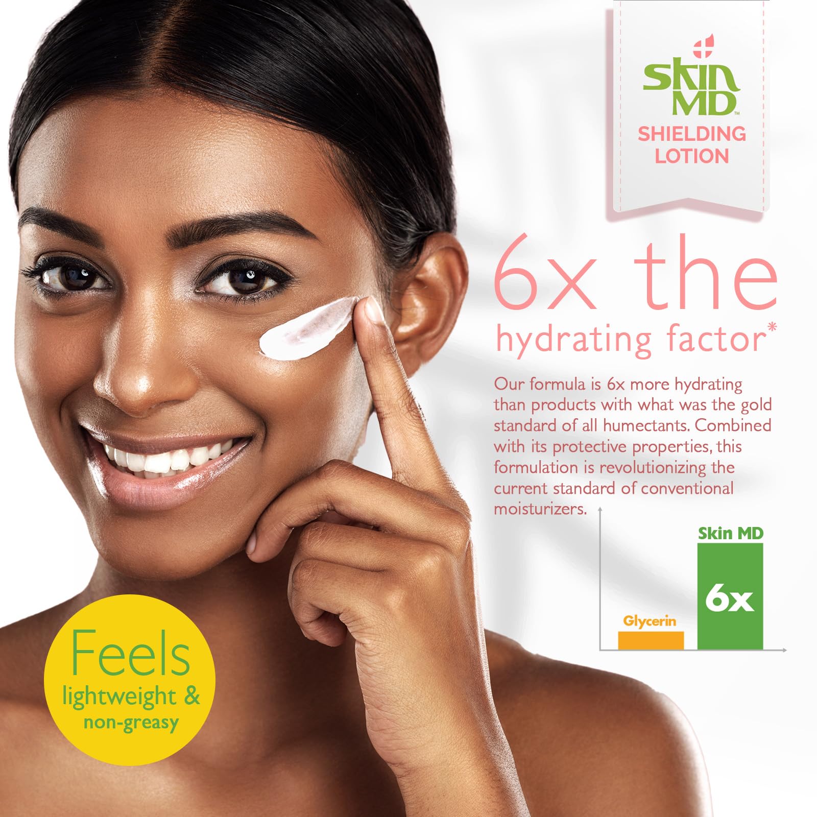 Skin MD Shielding fragrance-free formula suits eczema-prone skin.