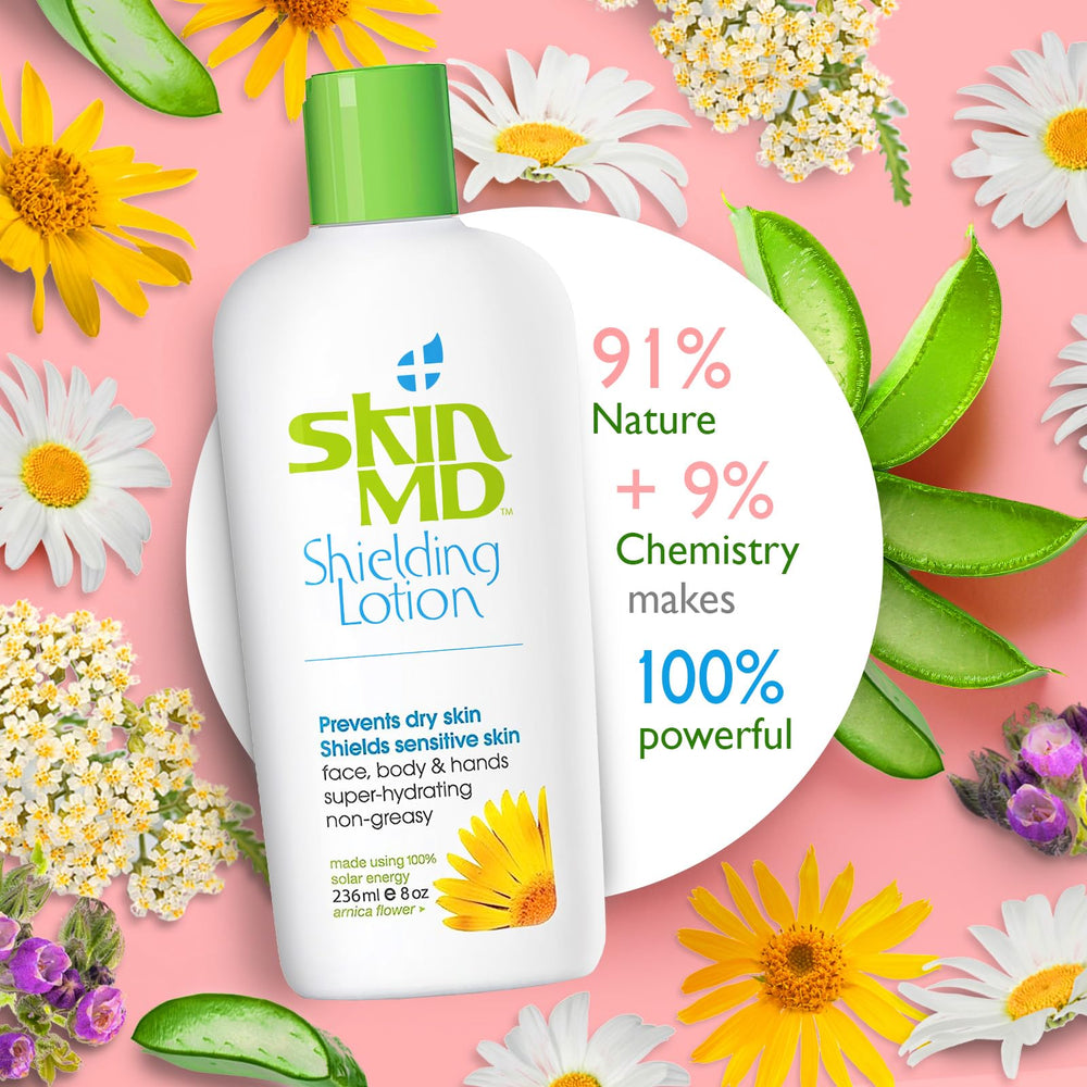 Aloe Vera ingredients in Skin MD Shielding Lotion soothe sensitive skin.
