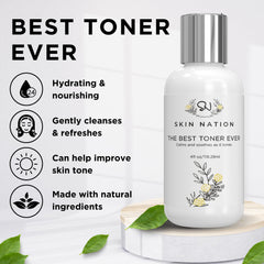 Skin Nation Hydrating Rosewater Toner applied with cotton pad to soothe sensitive skin