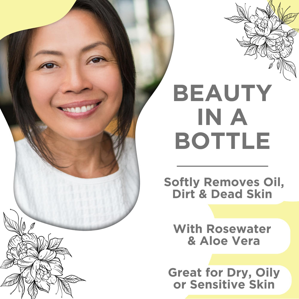 Skin Nation Rosewater Toner ingredients featuring rosewater aloe chamomile for gentle hydration