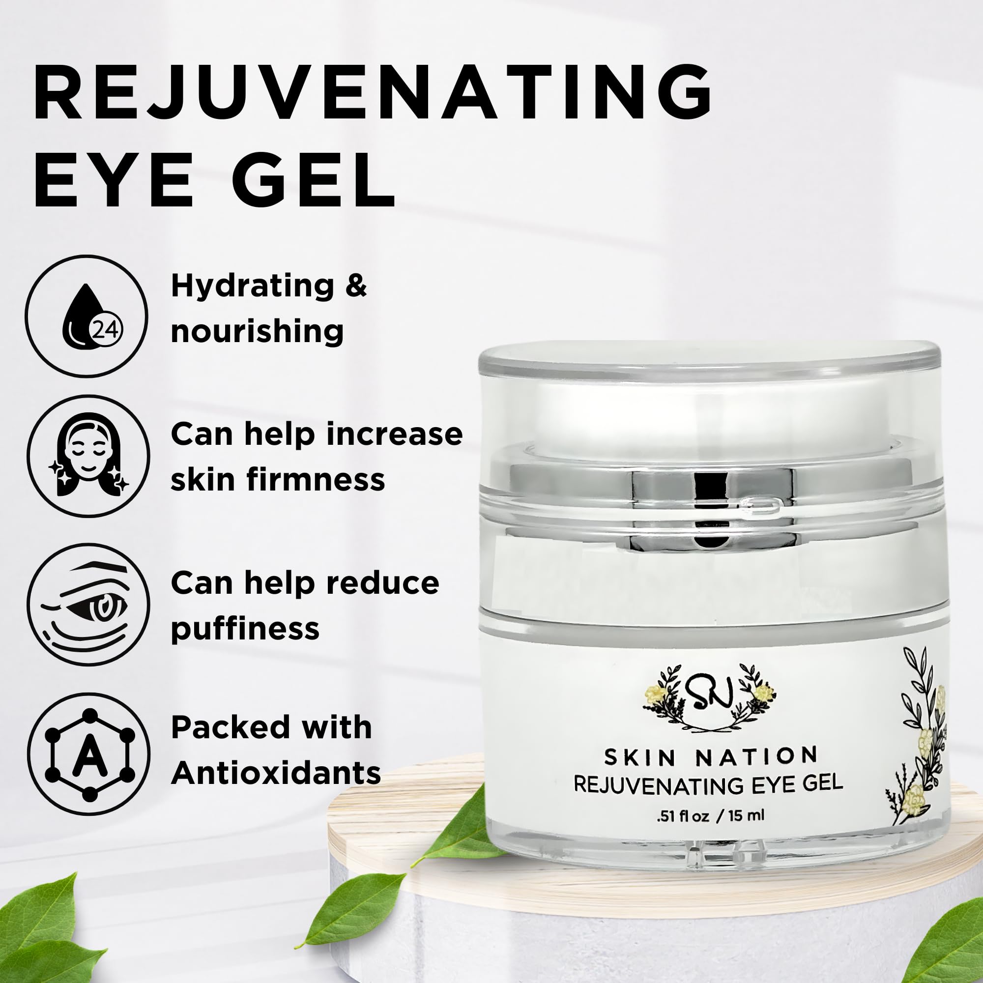 Skin Nation Rejuvenating Eye Gel delivers hyaluronic acid hydration for smooth under-eye skin.