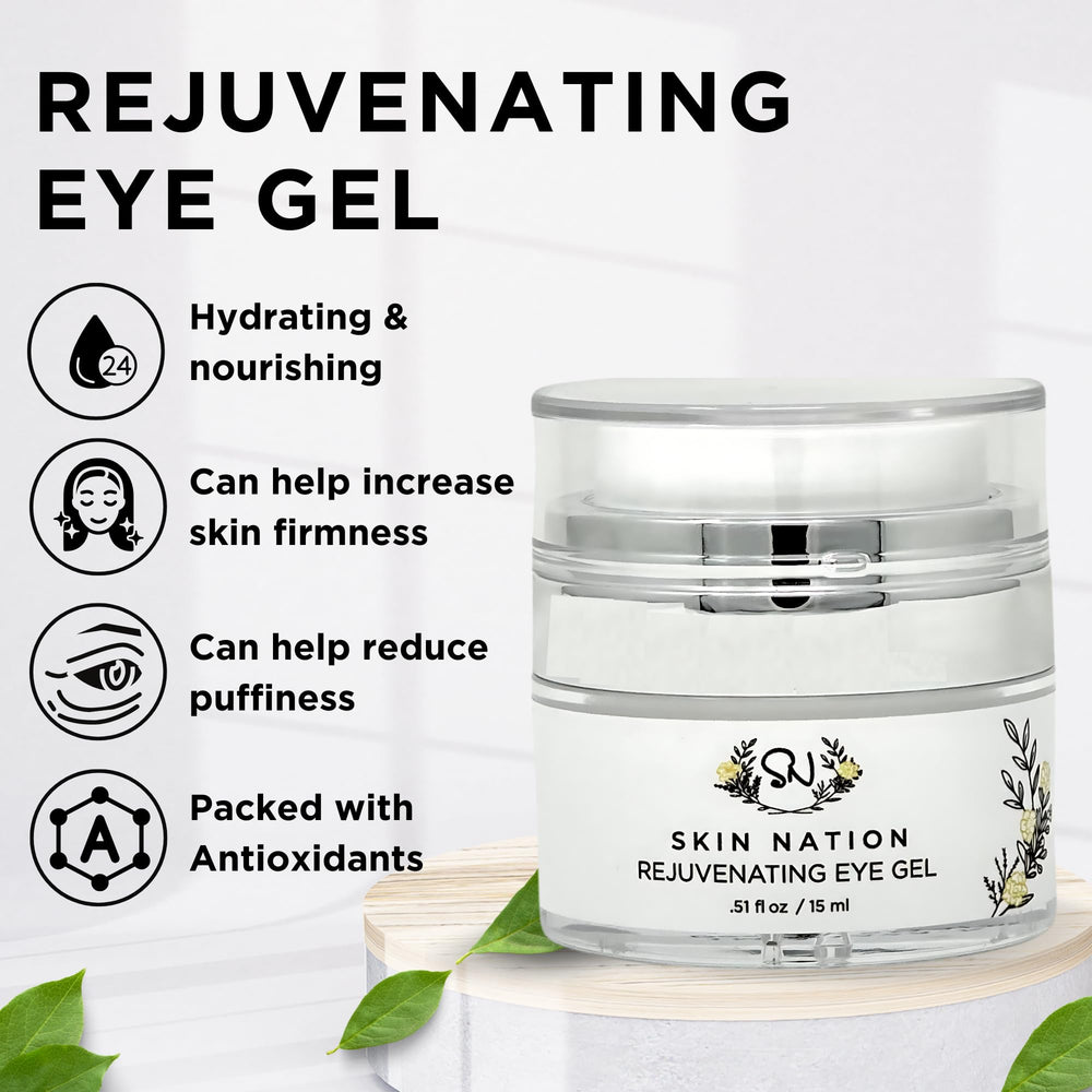 Skin Nation Rejuvenating Eye Gel delivers hyaluronic acid hydration for smooth under-eye skin.