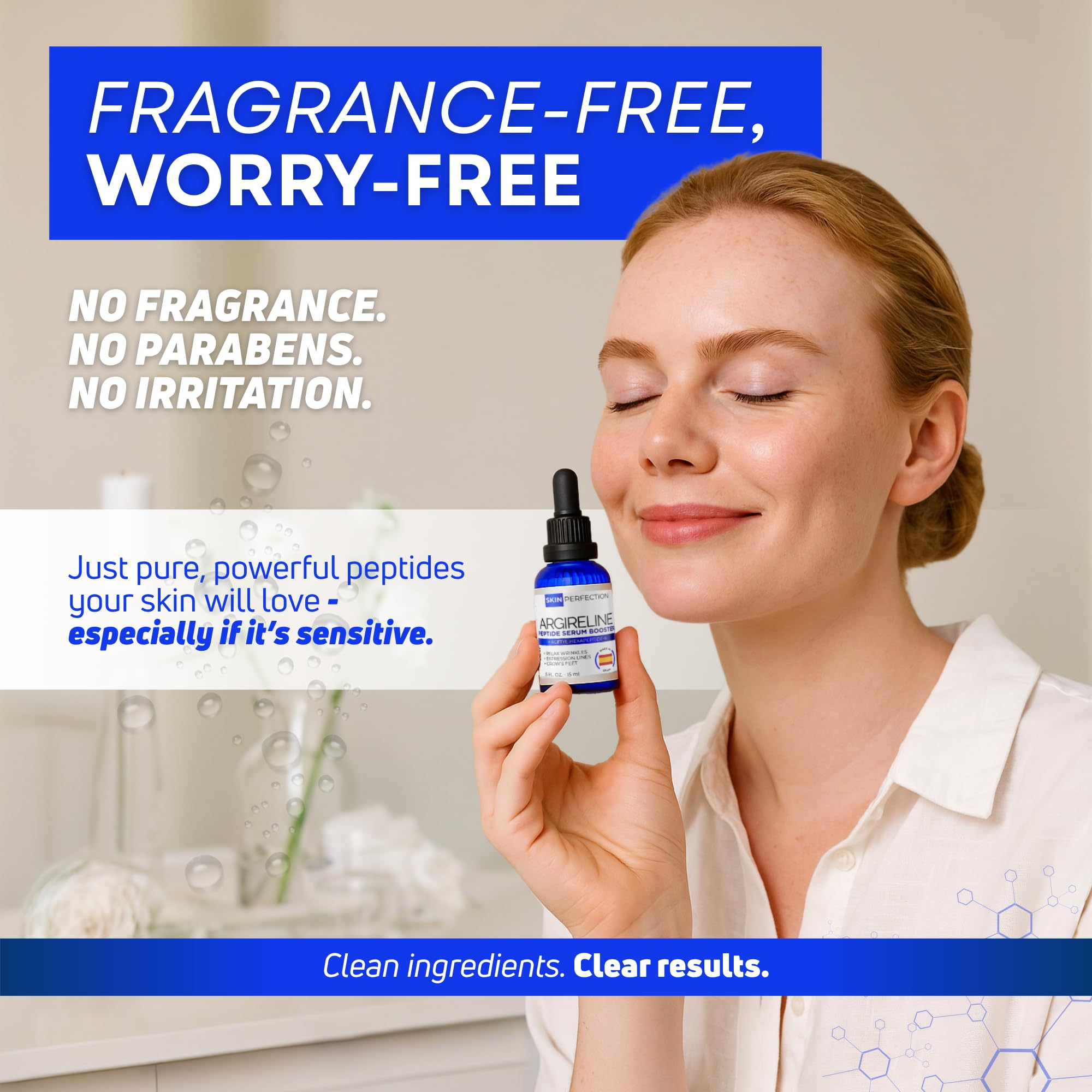 Skin Perfection Argireline Serum mixing into moisturizer demonstrates DIY formulation use.