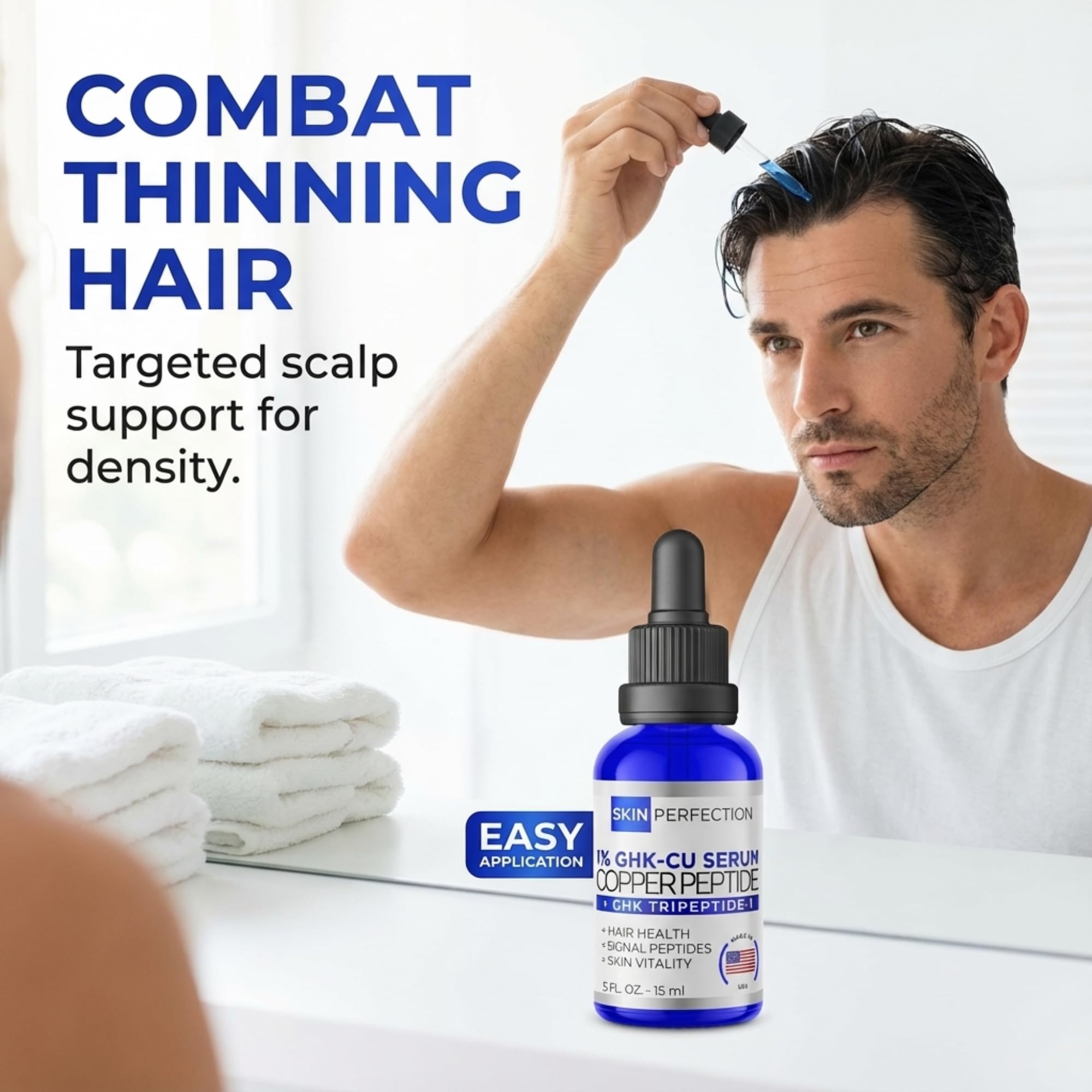 Neck and décolletage areas with Skin Perfection Copper Peptide Serum