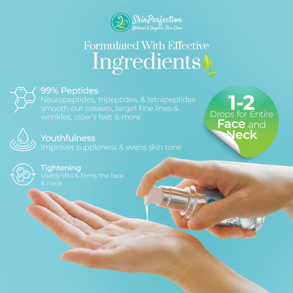 Silky, non-greasy finish of Skin Perfection serum texture close-up.