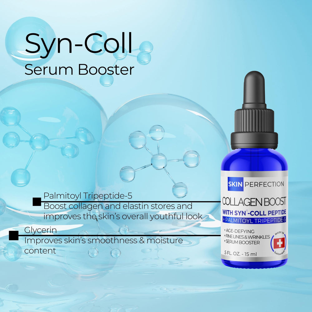 Skin Perfection Syn-Coll Boost on vanity illustrating versatile skincare routines
