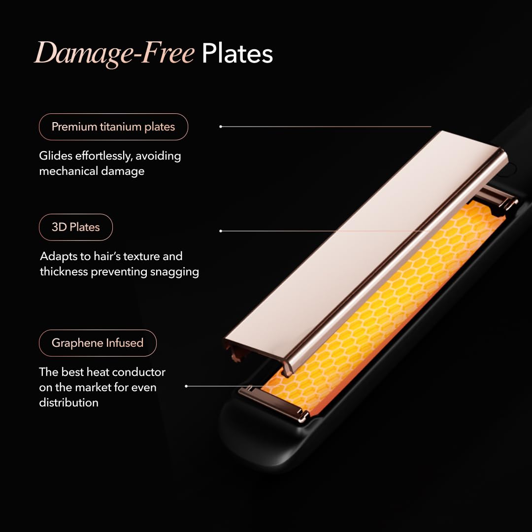 SRILabs StyleQ negative ions system reducing frizz for a sleek look.