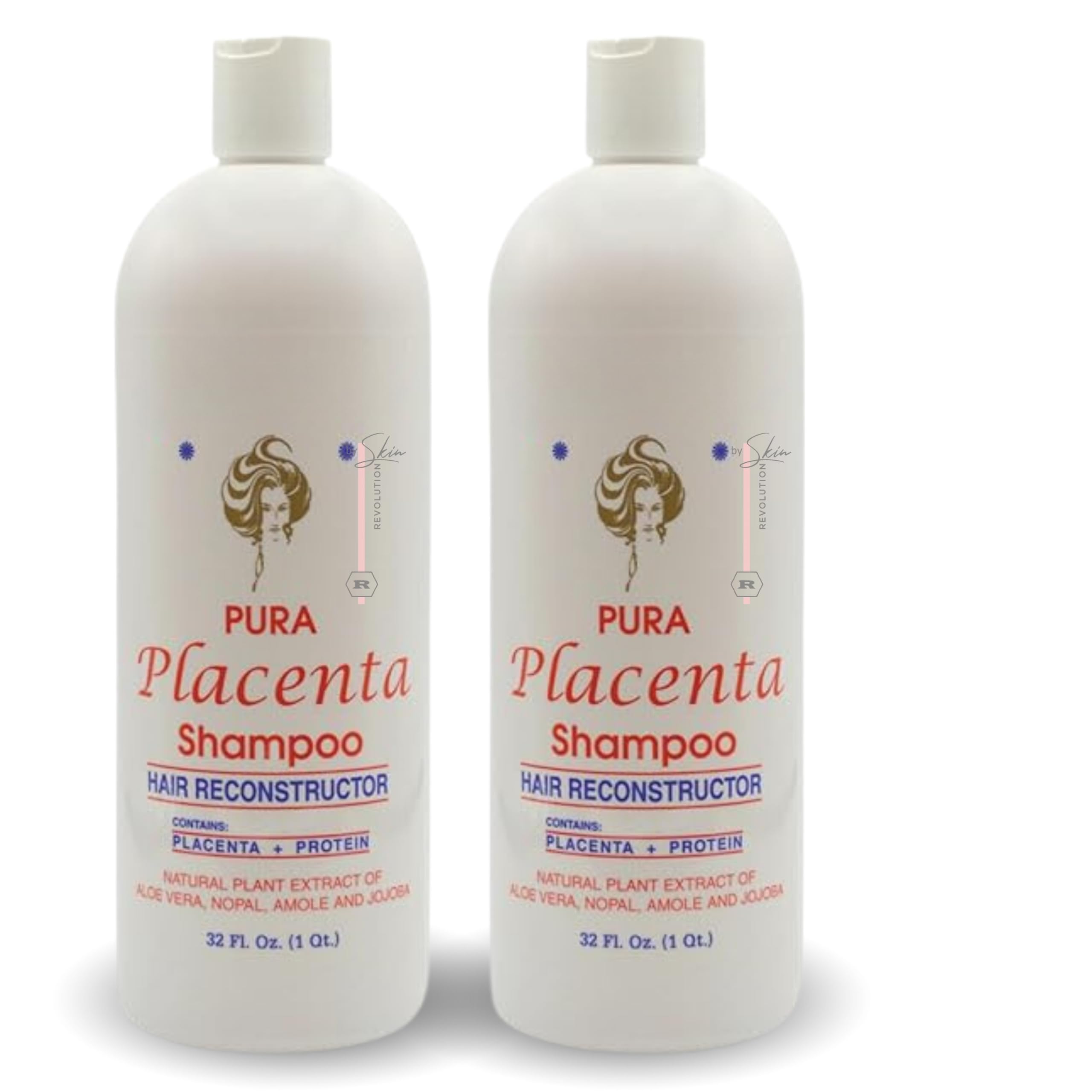 Skin Revolution Cabellina Pura shampoo bottle shows rich formula for hair reconstruction.