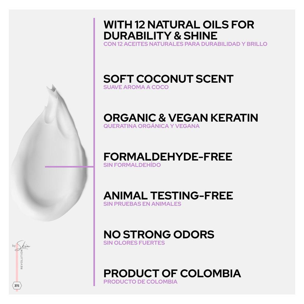 Skin Revolution Ritual Botanico keratin application shows safe, formaldehyde-free straightening in action.