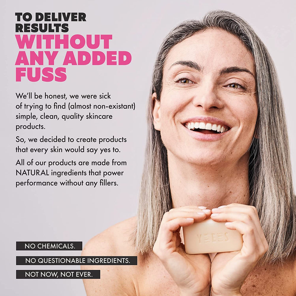 Skin Said Yes dermatologist-tested formula soap bar for gentle cleansing.