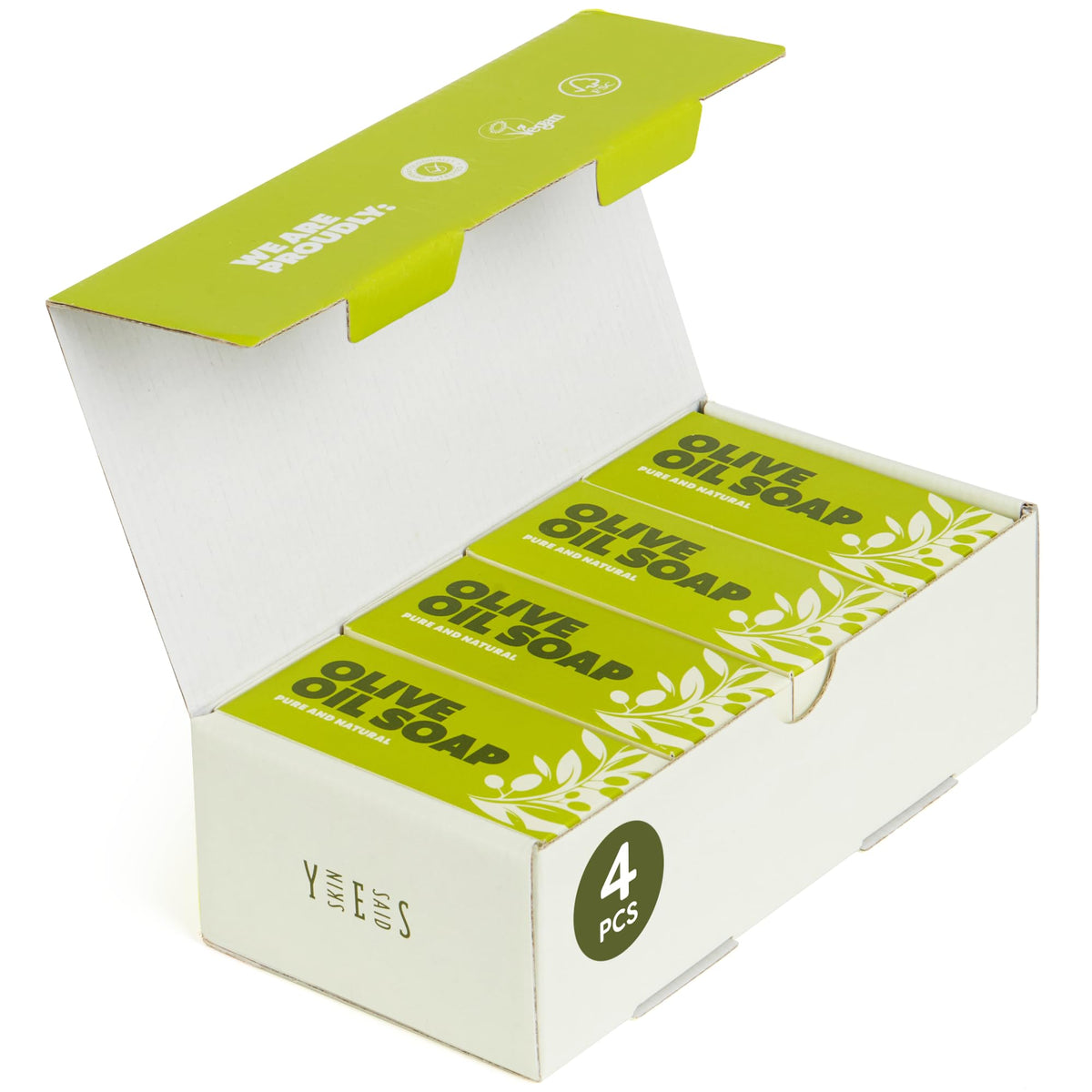 Skin Said Yes olive oil soap bar set front view showing generous size for daily use.
